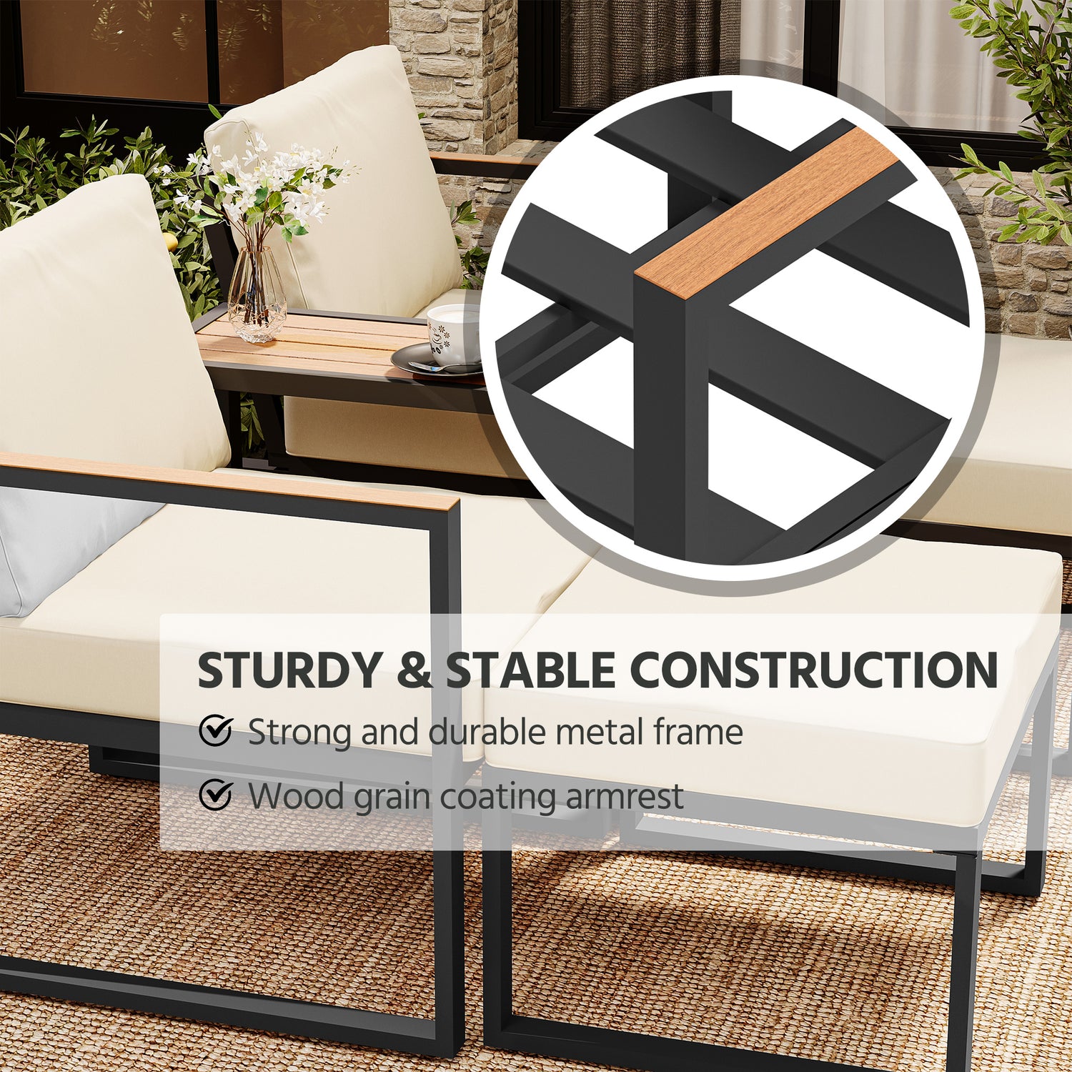 LAUSAINT HOME 5 Pieces Outdoor Metal Conversation Set