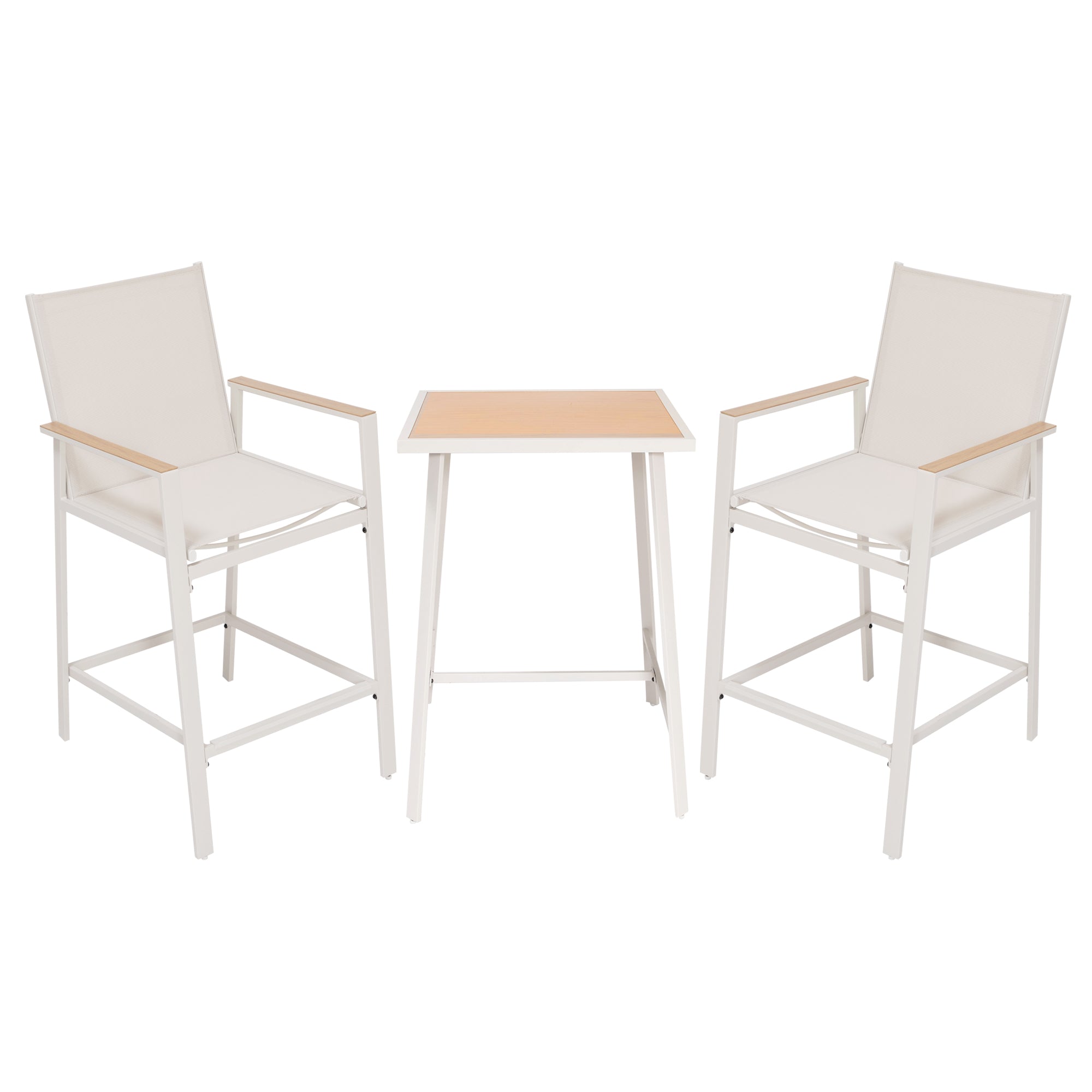 LAUSAINT HOME 3-Piece Patio Bar Set, All Weather Textilene Bar Height Table and Chairs Set