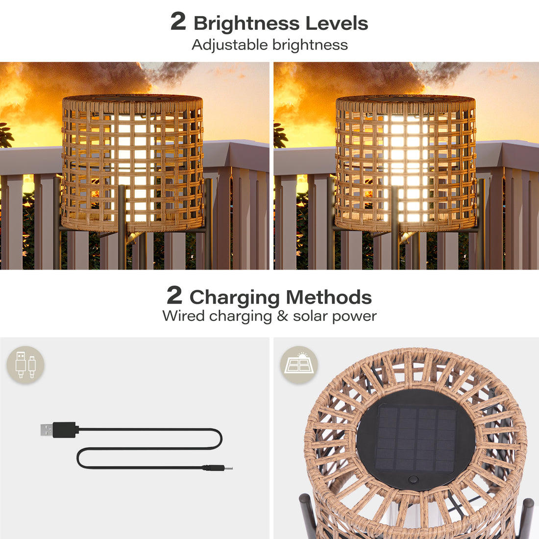 LAUSAINT HOME Modern 3-Piece Rocking Chair Set with Floor Lamp