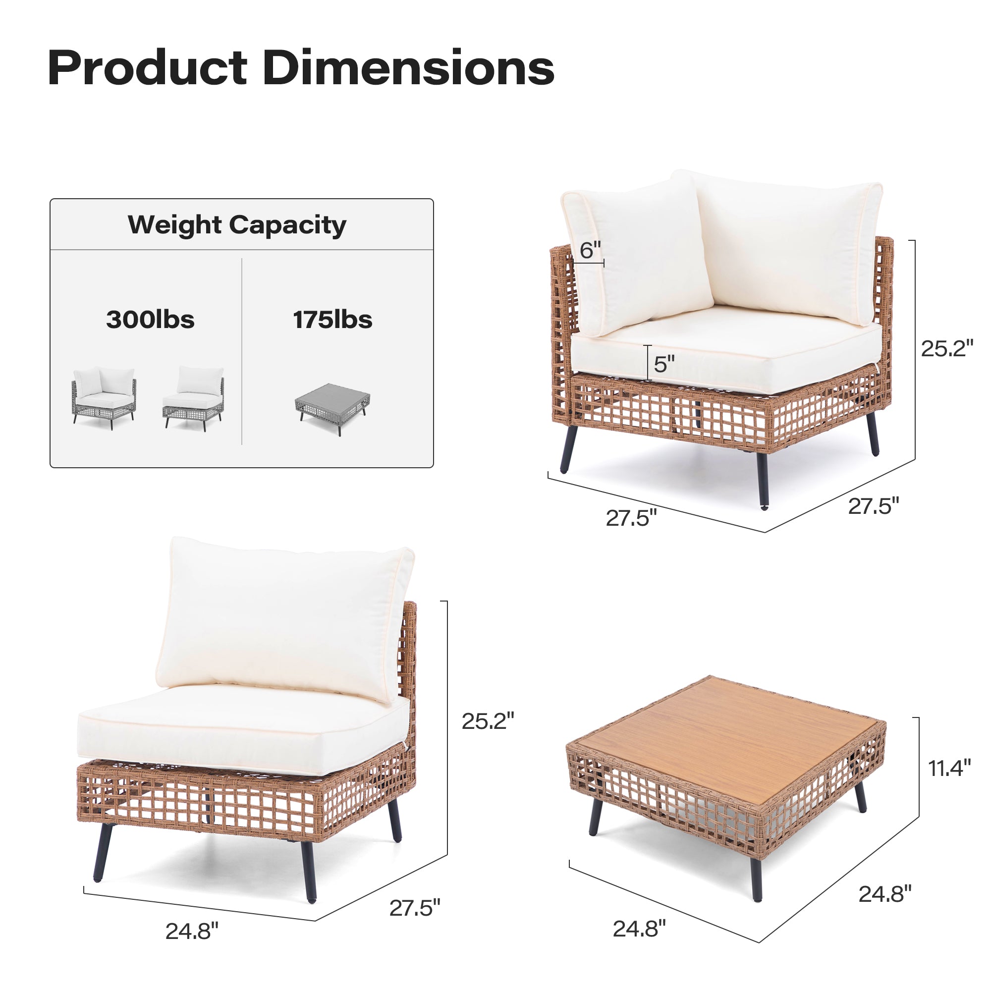 LAUSAINT HOME 7-Piece Wicker Patio Furniture Set