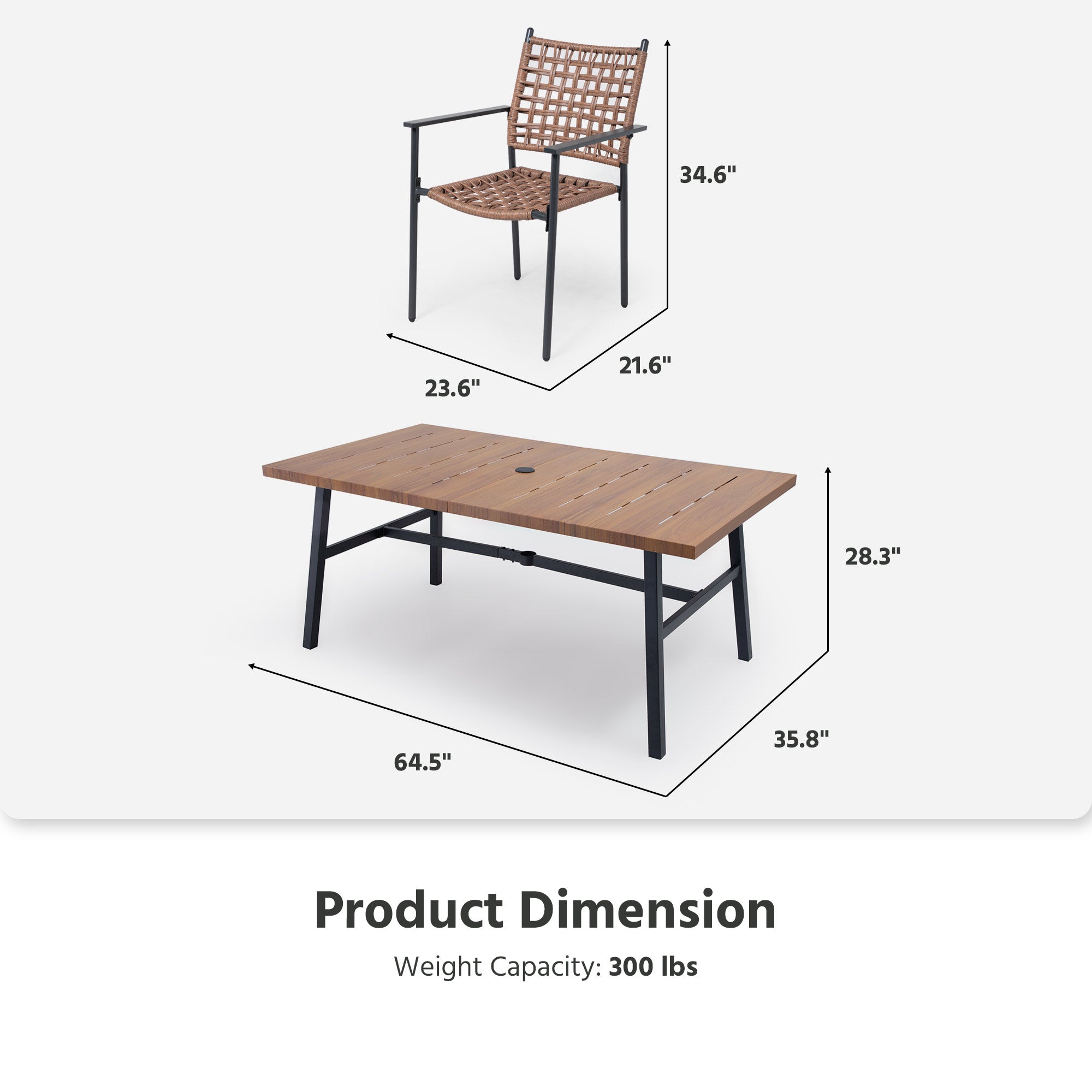 LAUSAINT HOME 7 Pieces Outdoor Rattan Patio Dining Set