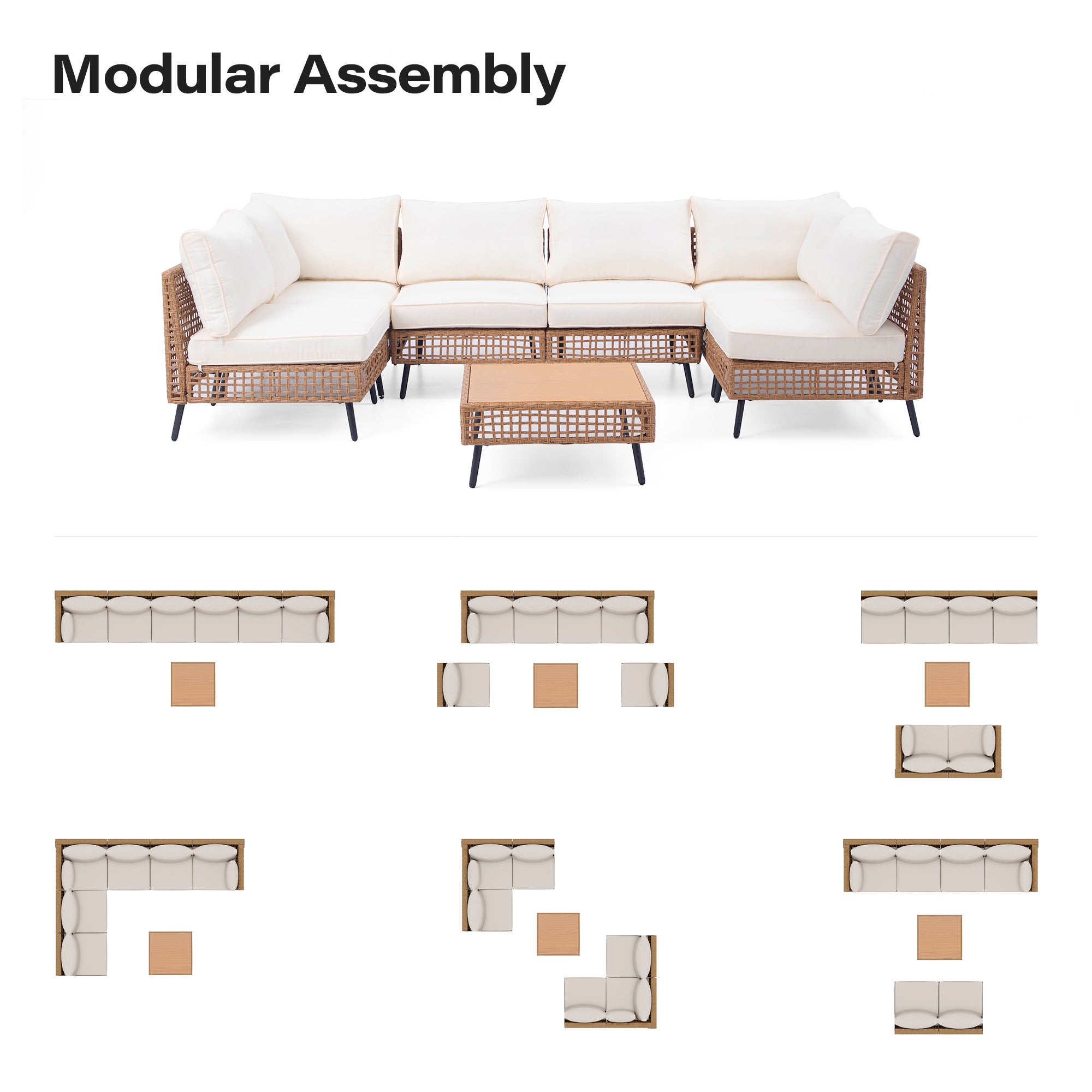 LAUSAINT HOME 7-Piece Wicker Patio Furniture Set