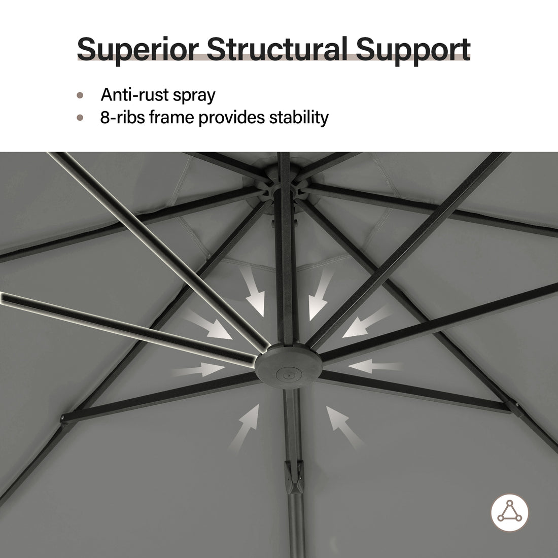LAUSAINT HOME 10 Ft Outdoor Patio Umbrella with Solar Lights, Large Cantilever Umbrella Windproof Offset Patio Umbrellas