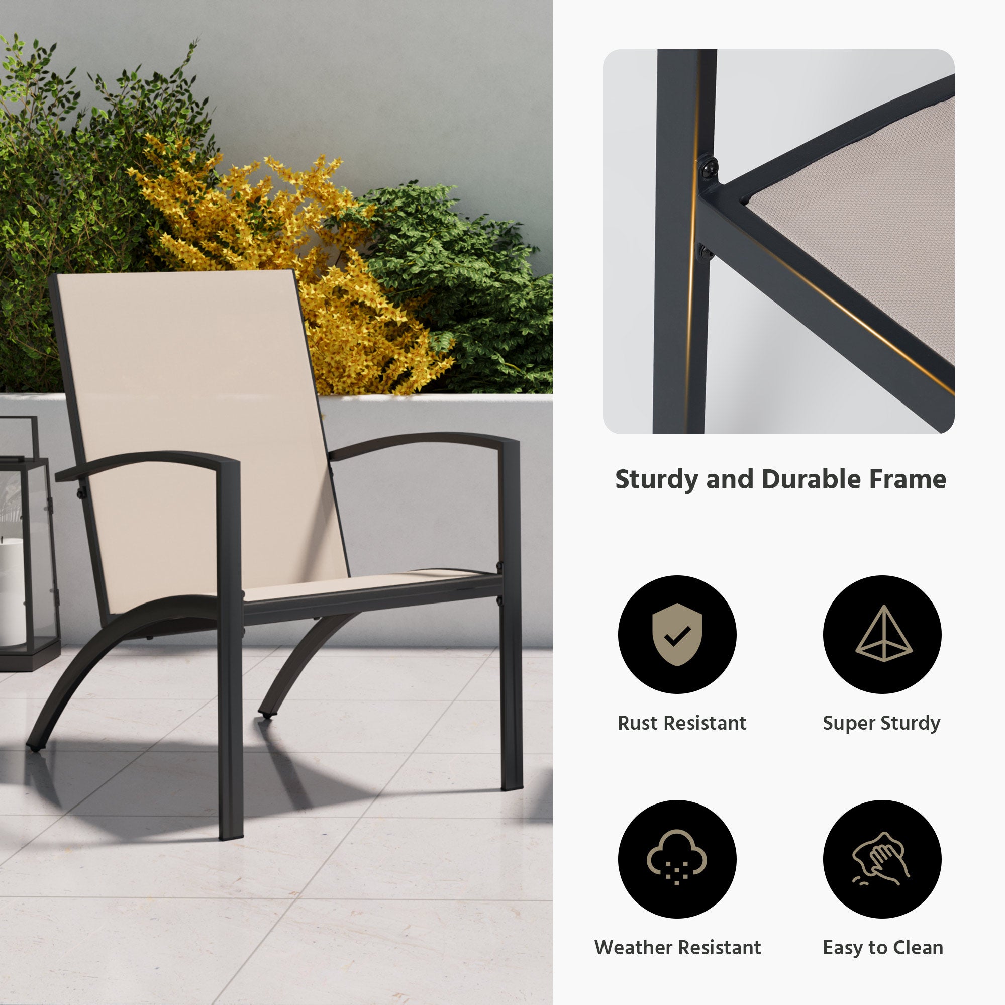 LAUSAINT HOME 3-Piece Outdoor Textilene Fabric Bistro Set with Patio Table and Chairs