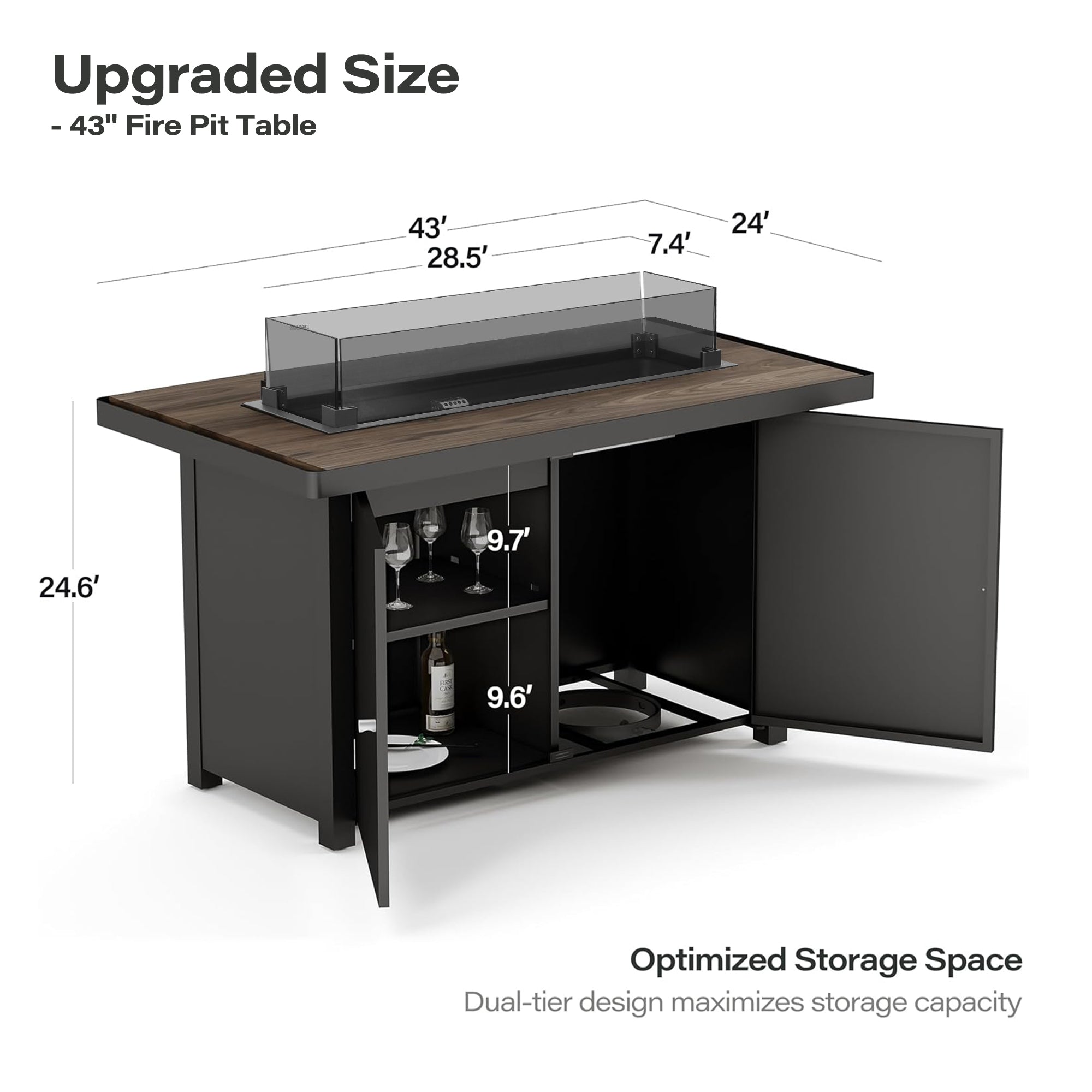 LAUSAINT HOME 6-Pieces Patio Furniture Set with 43" Propane Gas Fire Pit Table
