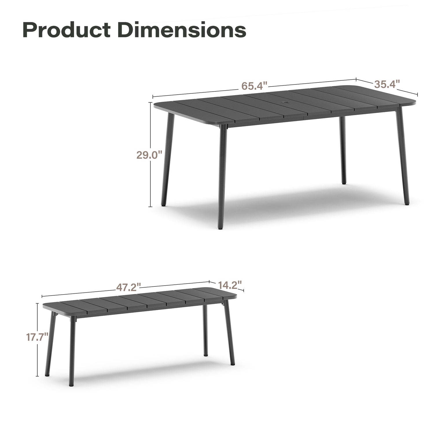 LAUSAINT HOME Outdoor Patio Dining Set with Chairs and Benches
