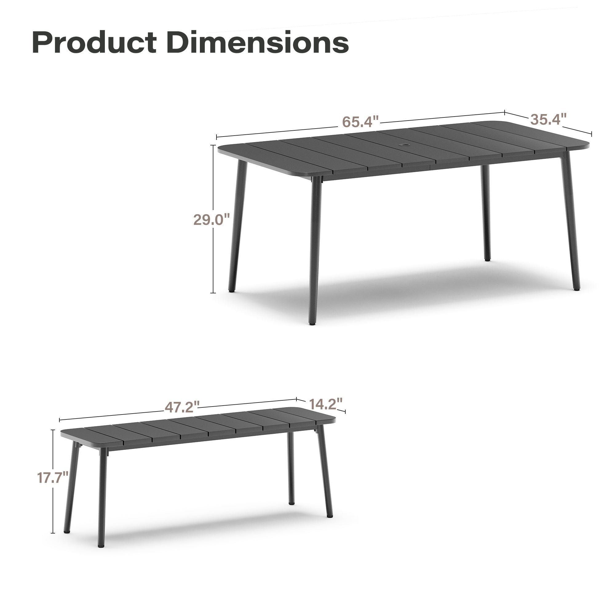 LAUSAINT HOME Outdoor Patio Dining Set with Chairs and Benches