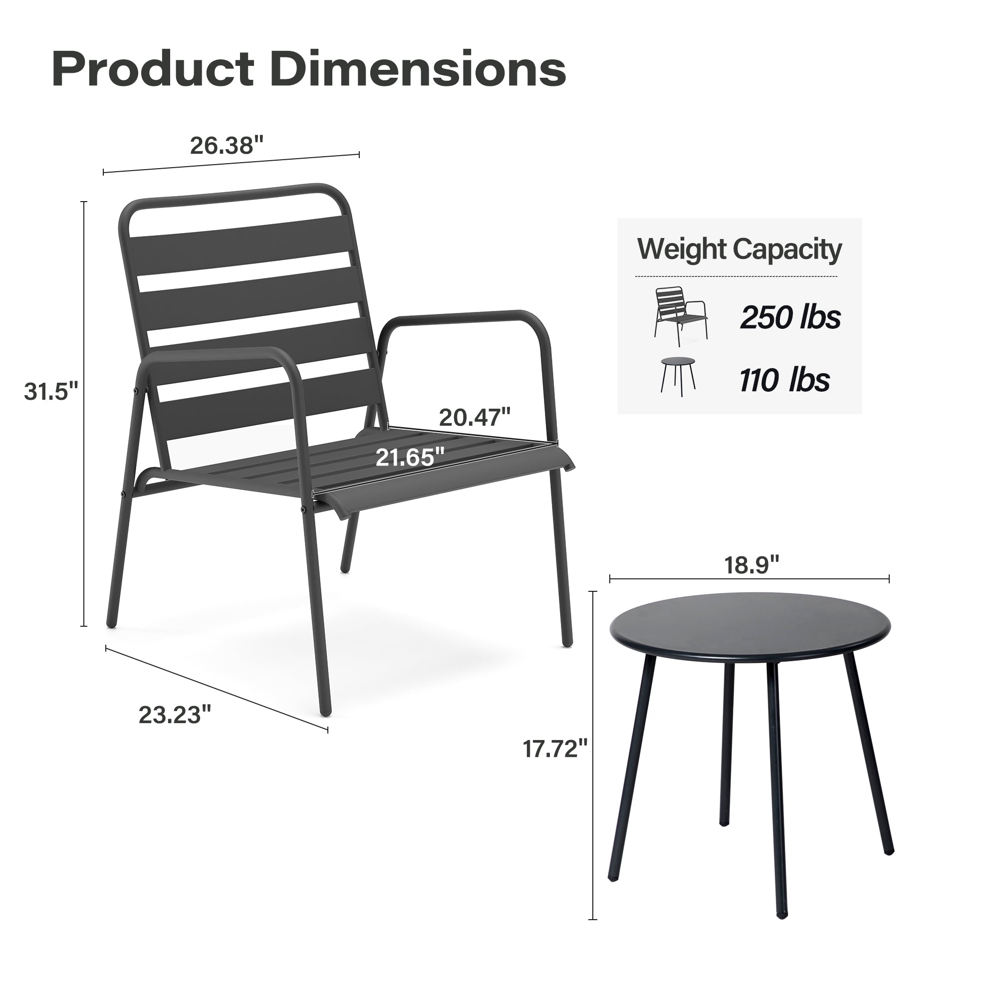 LAUSAINT HOME 3 Piece Patio Bistro Rattan Chair & Table Set