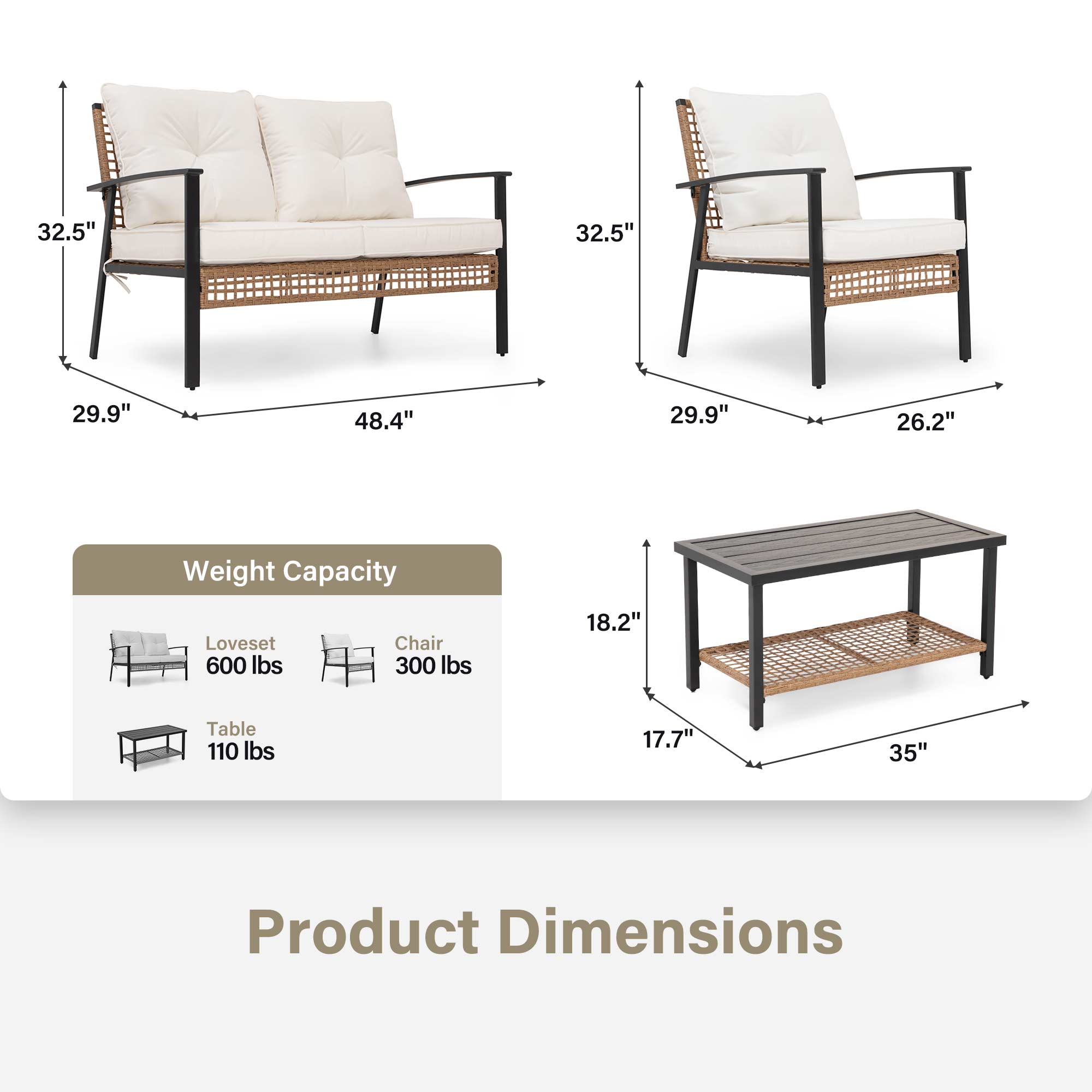LAUSAINT HOME 6-Piece Patio Conversation Set