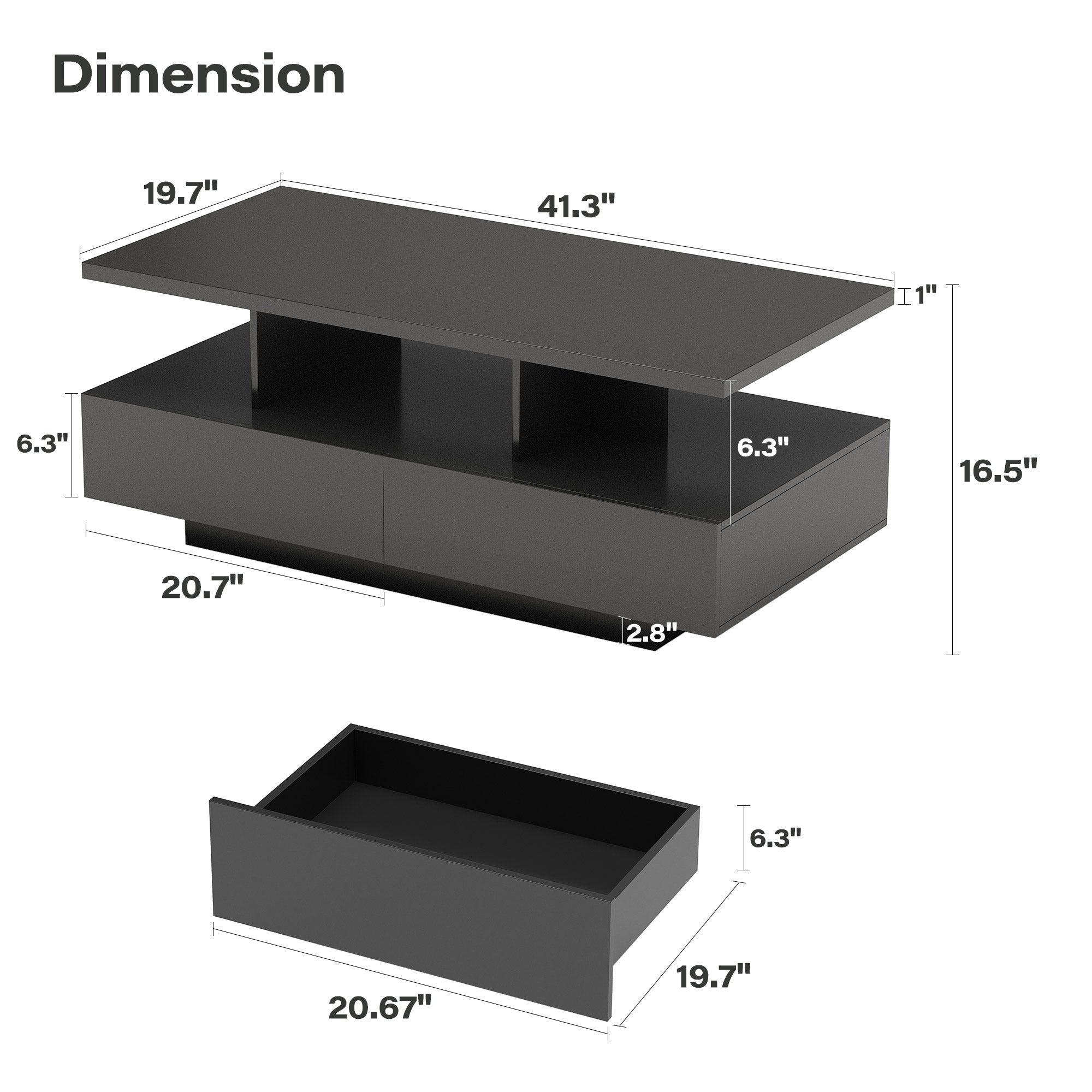 LAUSAINT HOME Indoor Modern LED Coffee Table with Remote & App Control