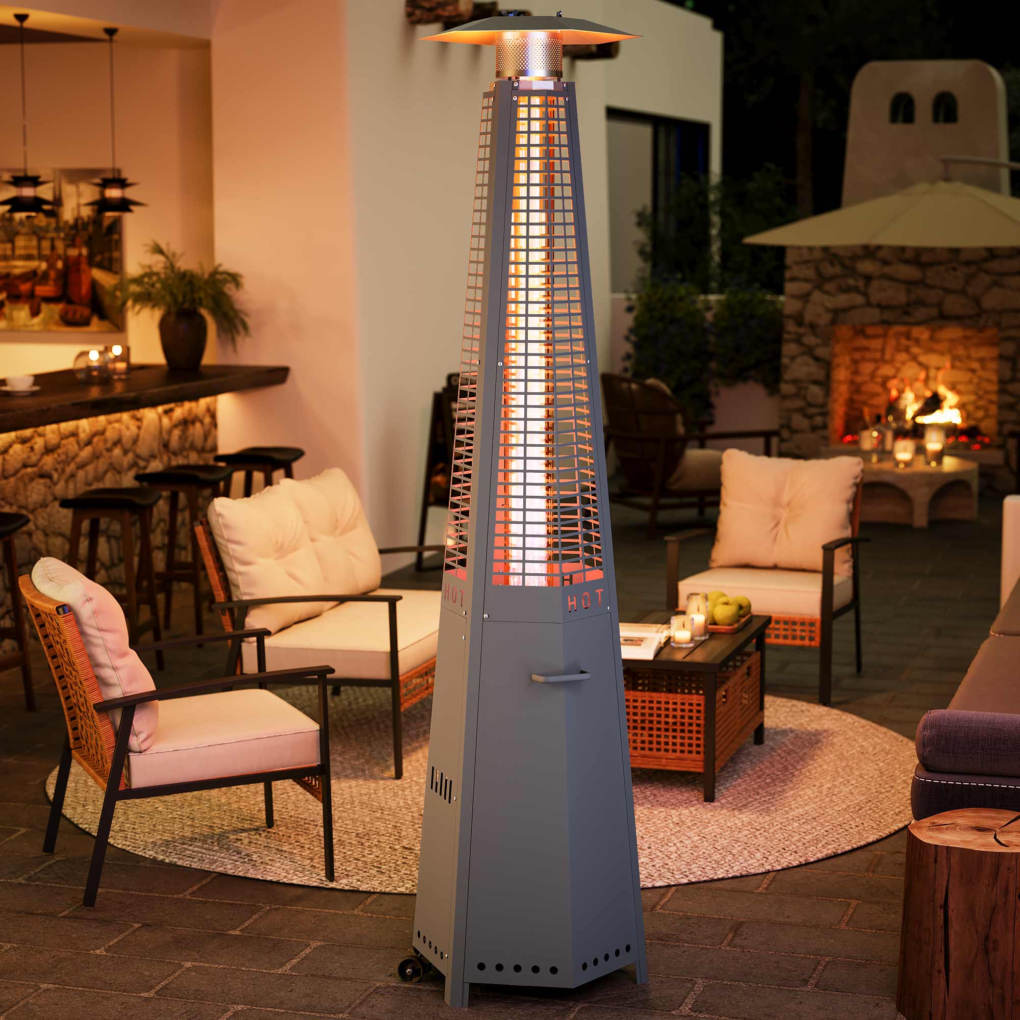 LAUSAINT HOME Pyramid Patio Heater, 48,000 BTU Outdoor Patio Heaters for Outdoor Use