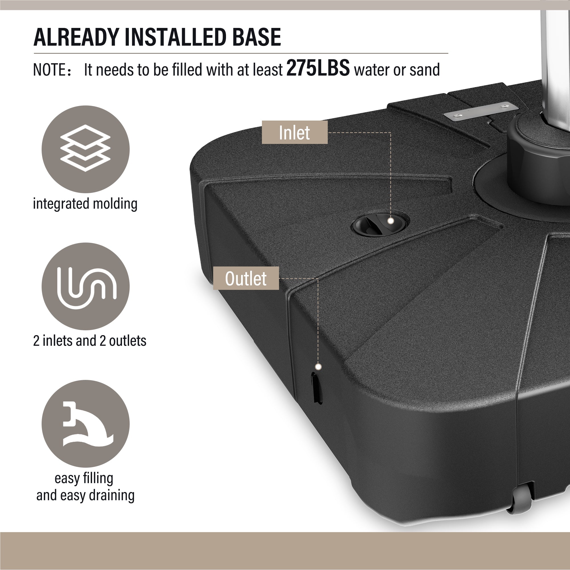 Patio Umbrella Base, 280LBS