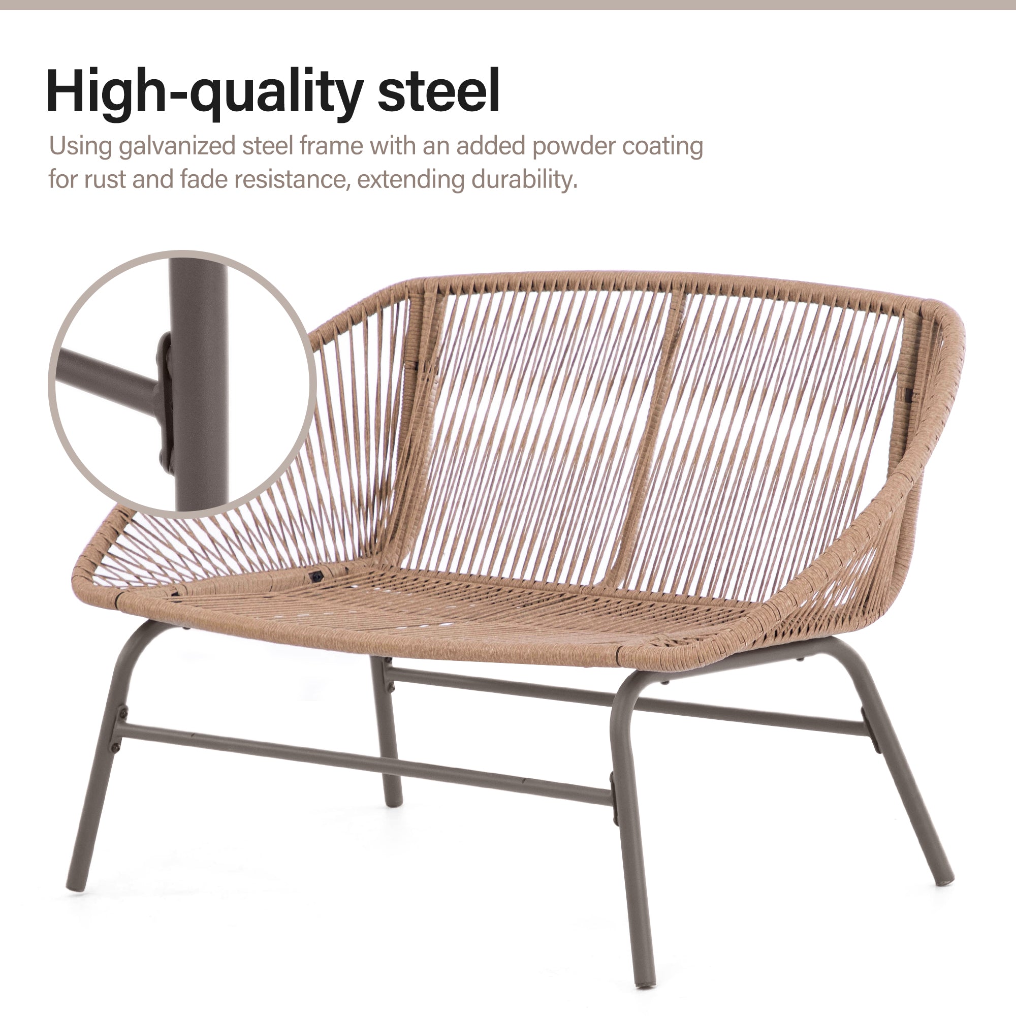 LAUSAINT HOME 4 Pieces Rope Woven Patio Conversation Set