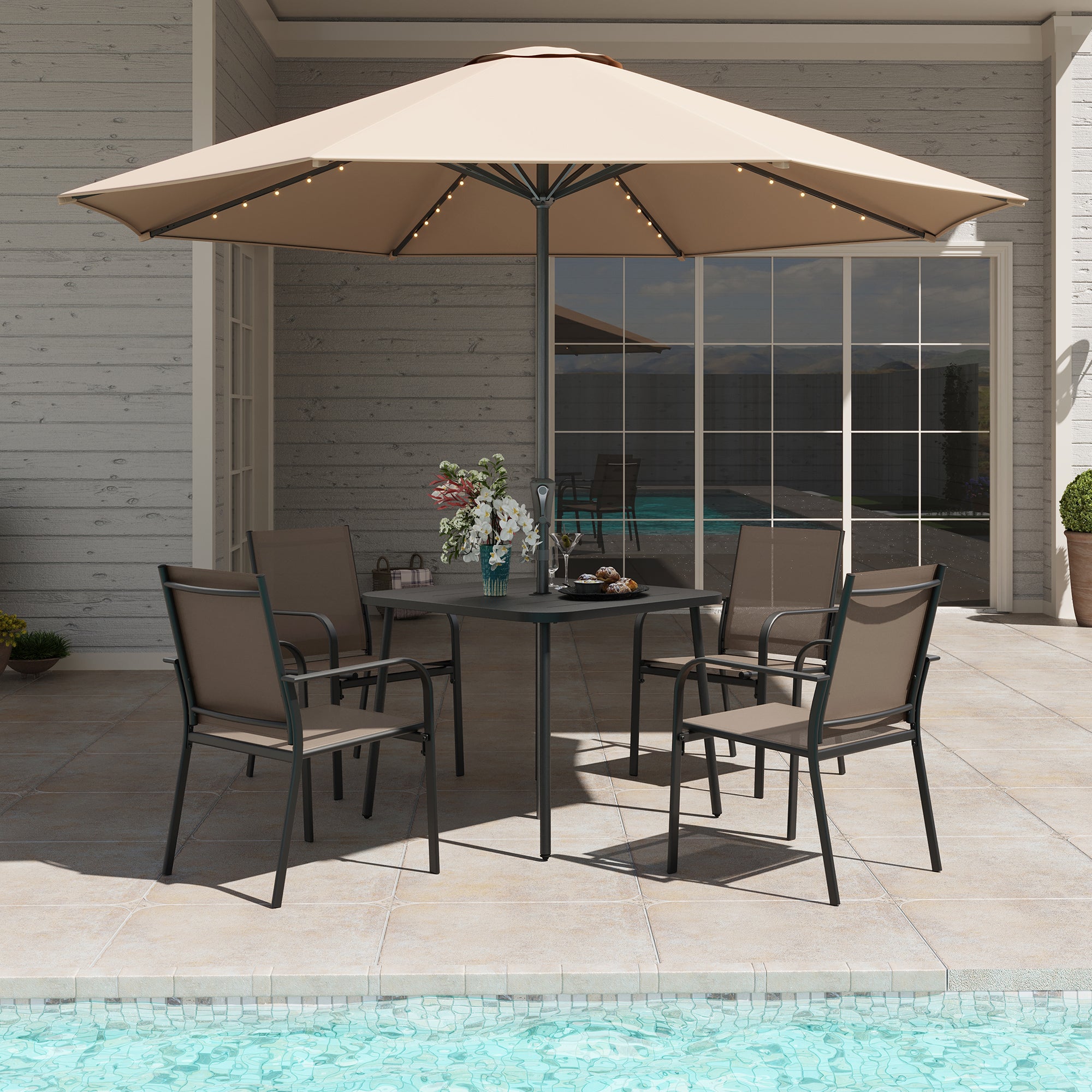 LAUSAINT HOME 5 Pieces Outdoor Textilene Dining Set