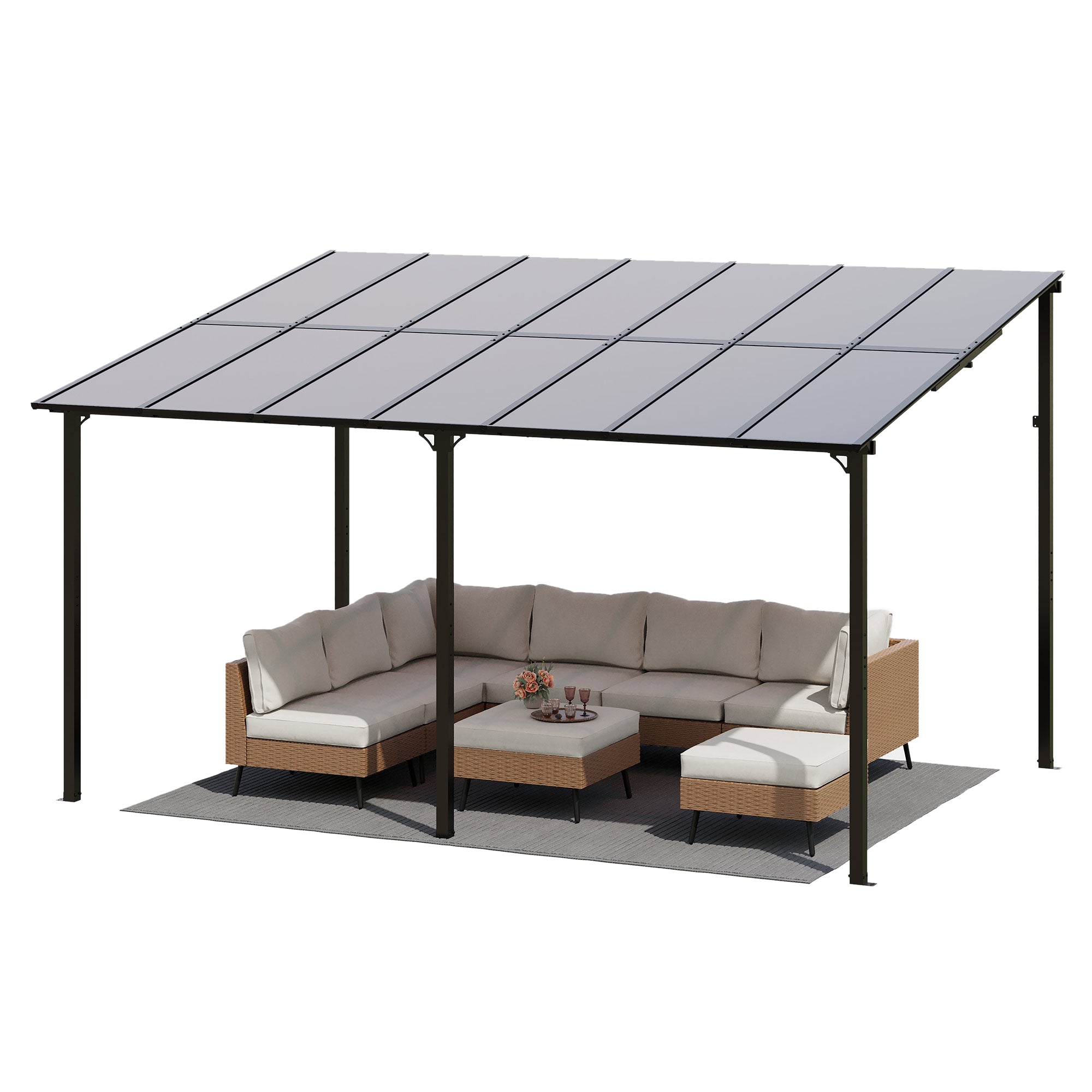 14 Ft. W x 10 Ft. D Aluminum Hardtop Pergola with Canopy