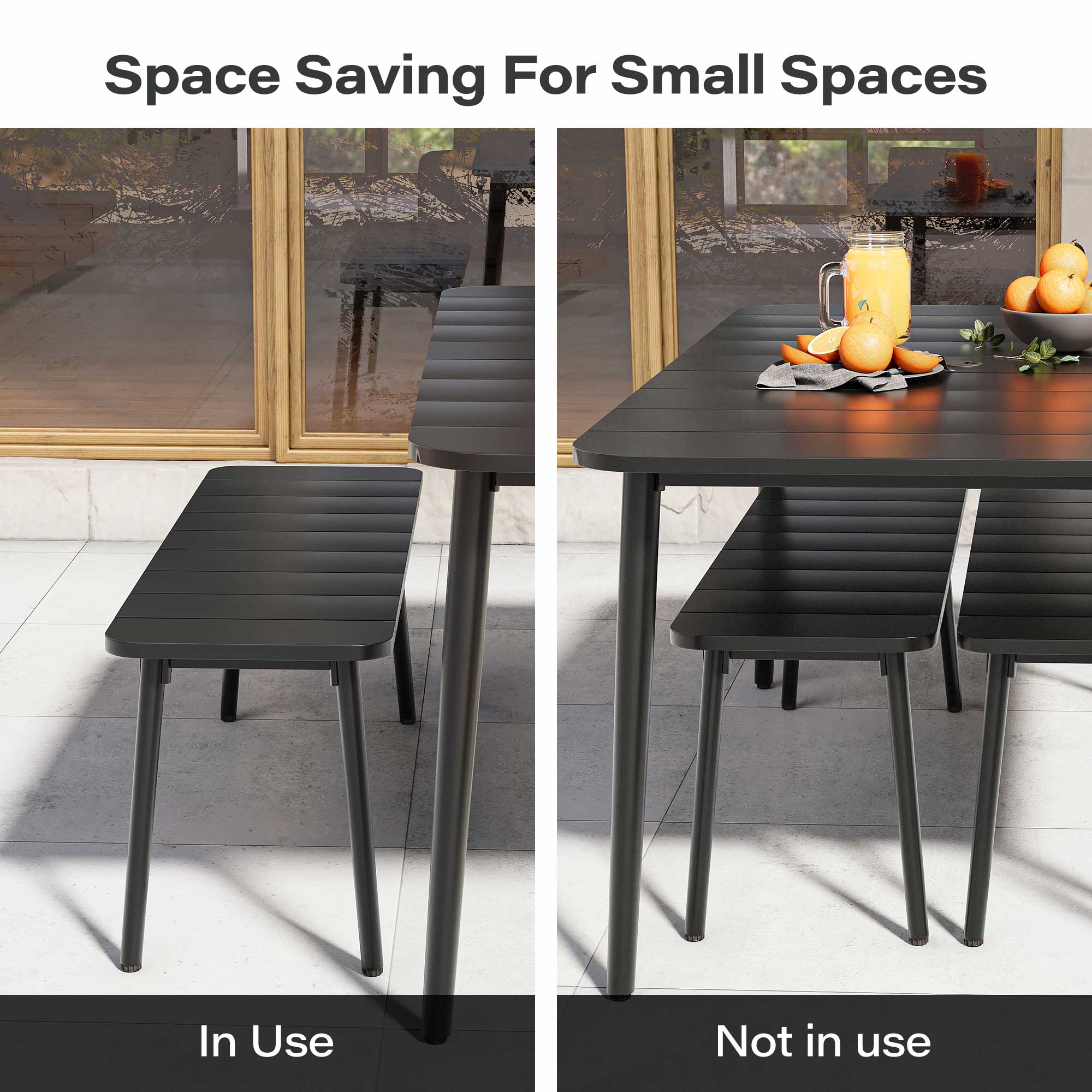 LAUSAINT HOME Outdoor Patio Dining Set with Chairs and Benches