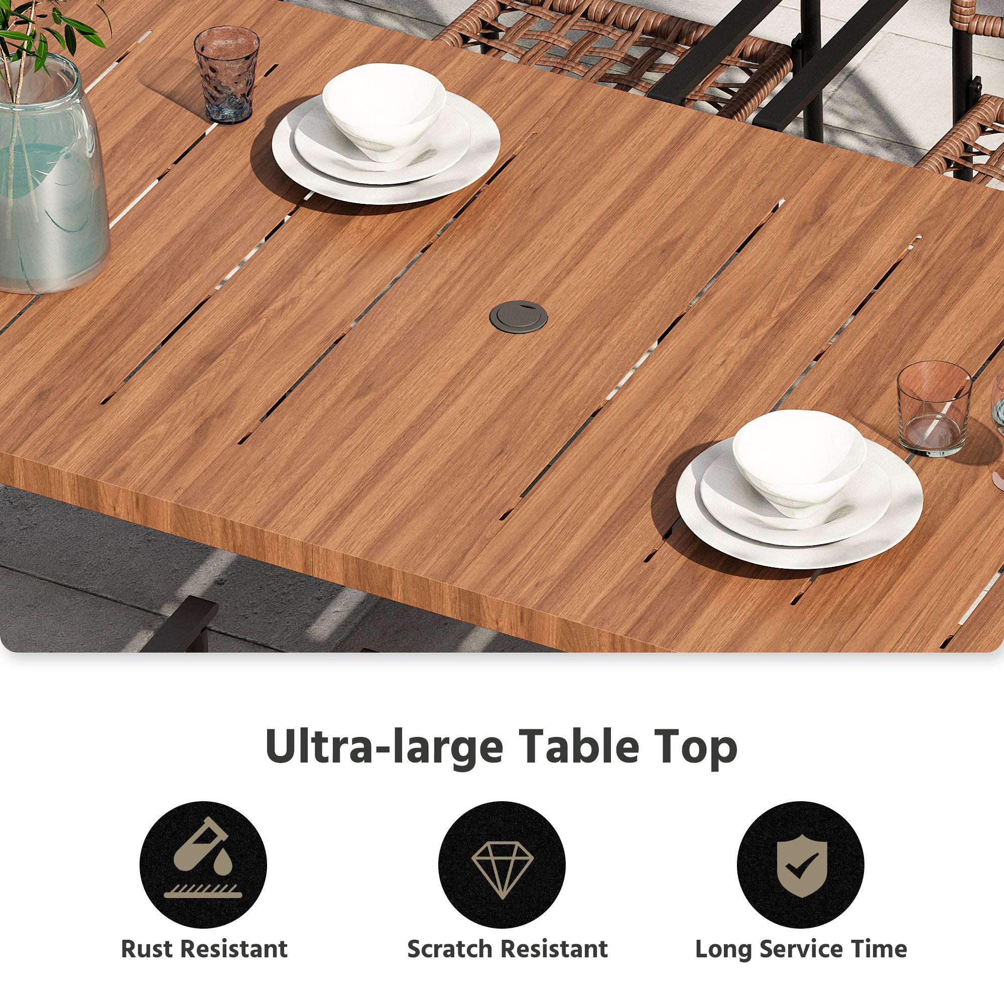 LAUSAINT HOME 7 Pieces Outdoor Rattan Patio Dining Set