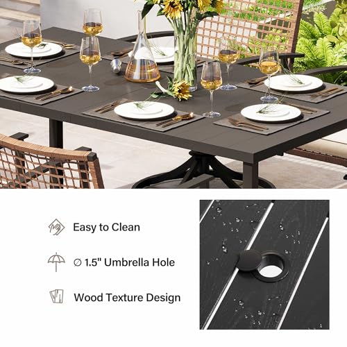 LAUSAINT HOME Outdoor Dining Table for 4, Square Table with Umbrella Hole