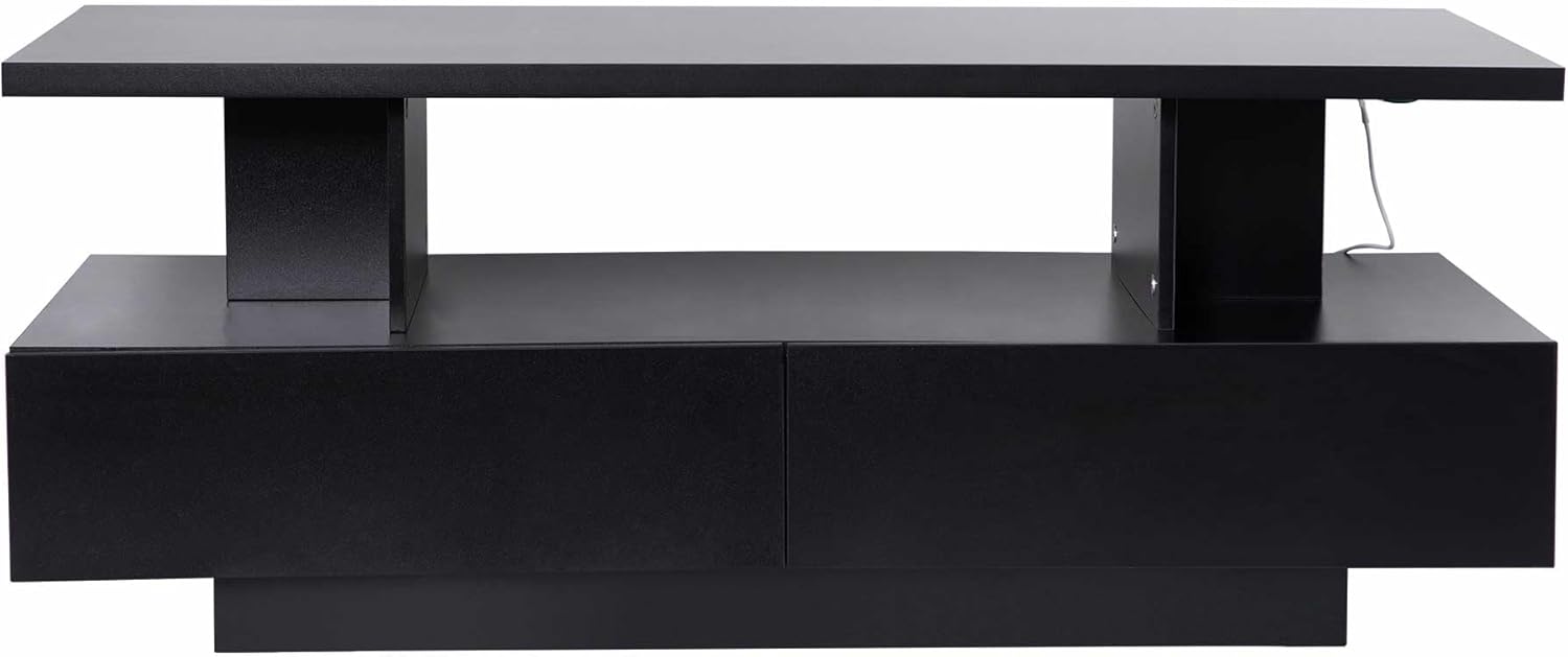 LAUSAINT HOME Coffee Table with Storage, 2-Tier LED Coffee Tables