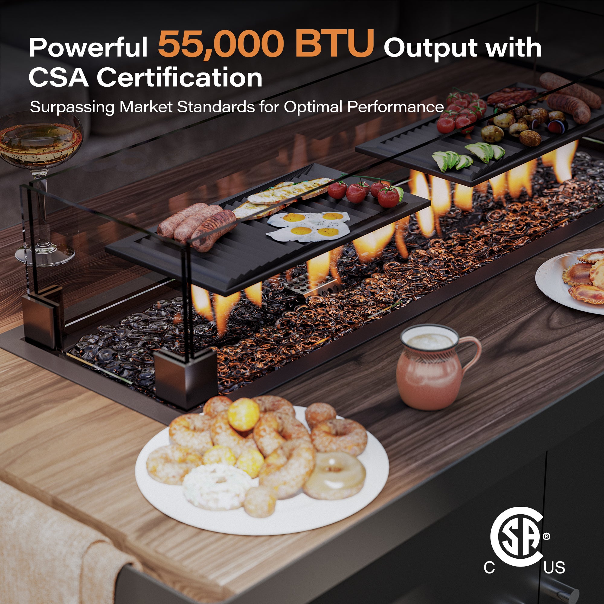 LAUSAINT HOME 6-Pieces Patio Furniture Set with 43" Propane Gas Fire Pit Table