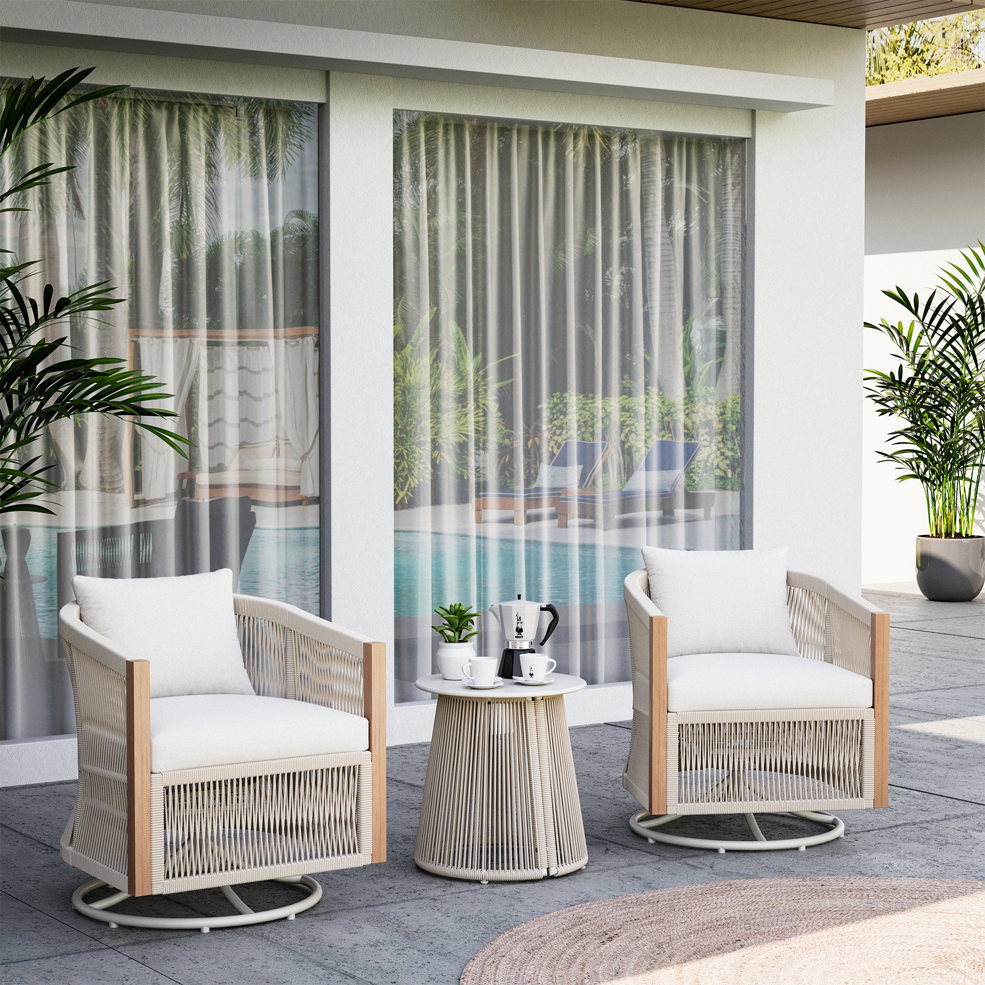 LAUSAINT HOME 3-Piece Outdoor Swivel Rocking Bistro Set