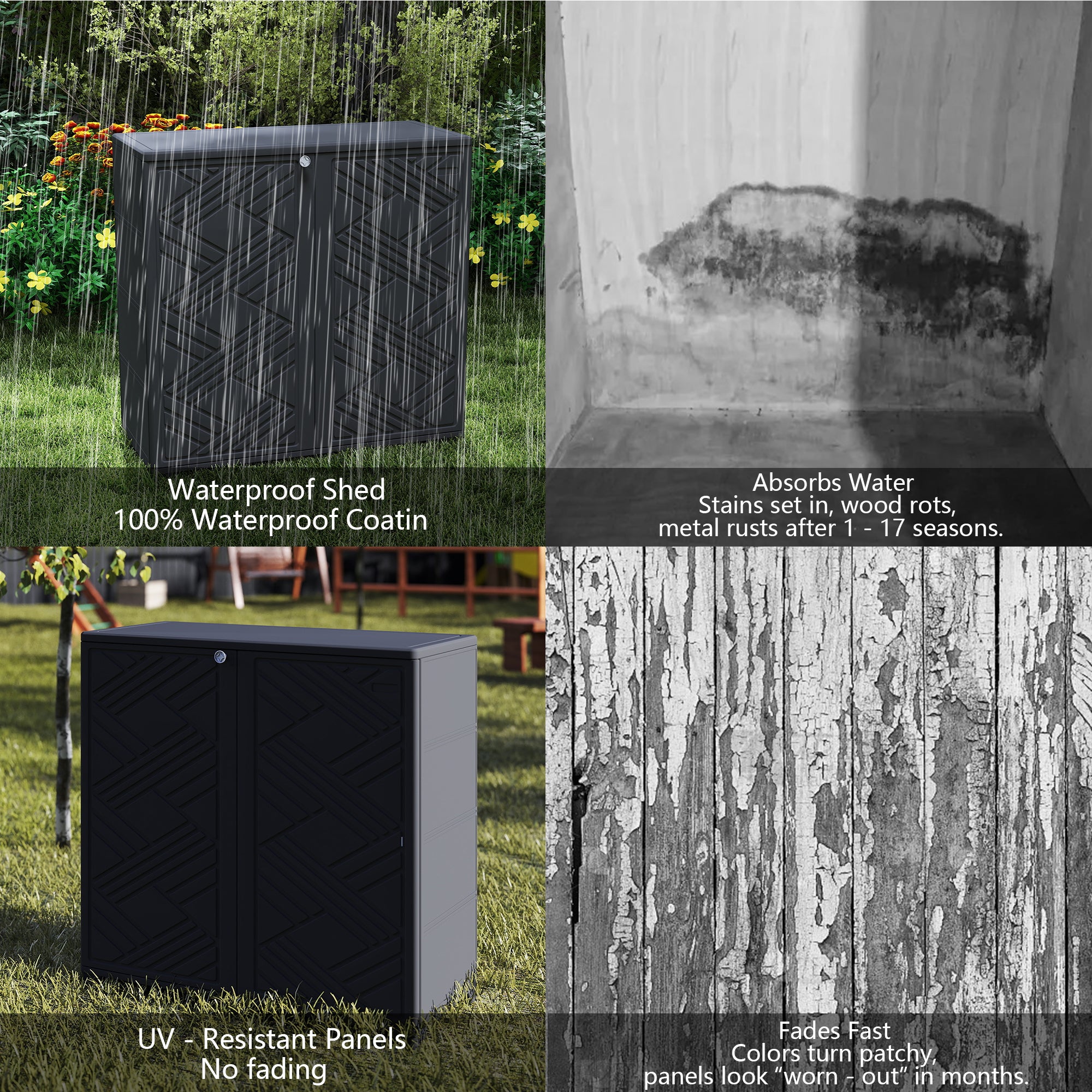 LAUSAINT HOME Decksplore Outdoor Storage Shed Weather Resistance, Horizontal Outdoor Storage Box Cabinet (No Shelves)