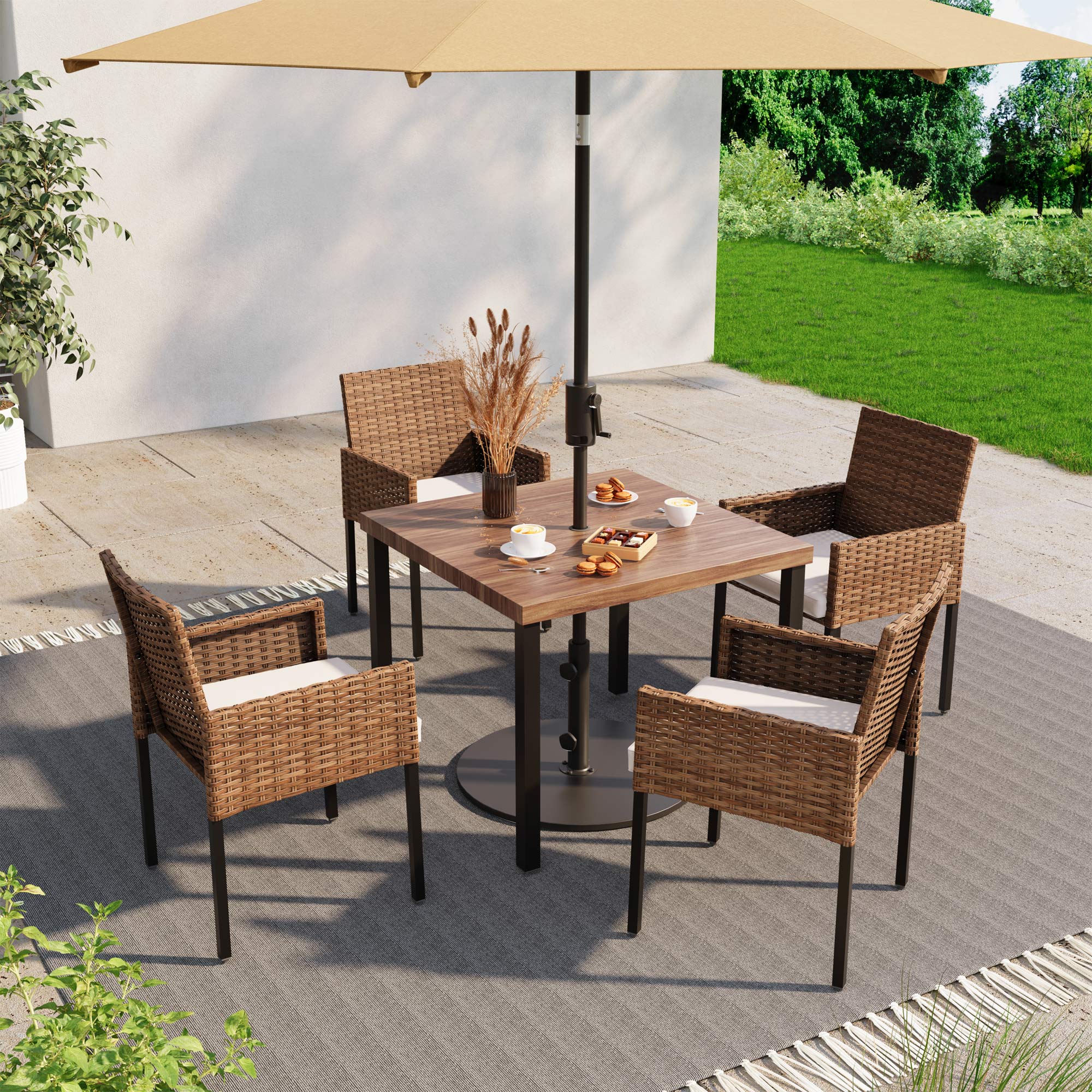 5 Pieces Wicker Dining Set