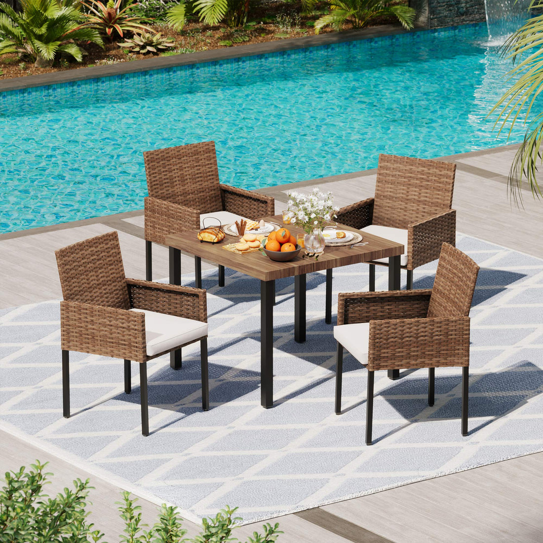 LAUSAINT HOME 5 Pieces Wicker Dining Set