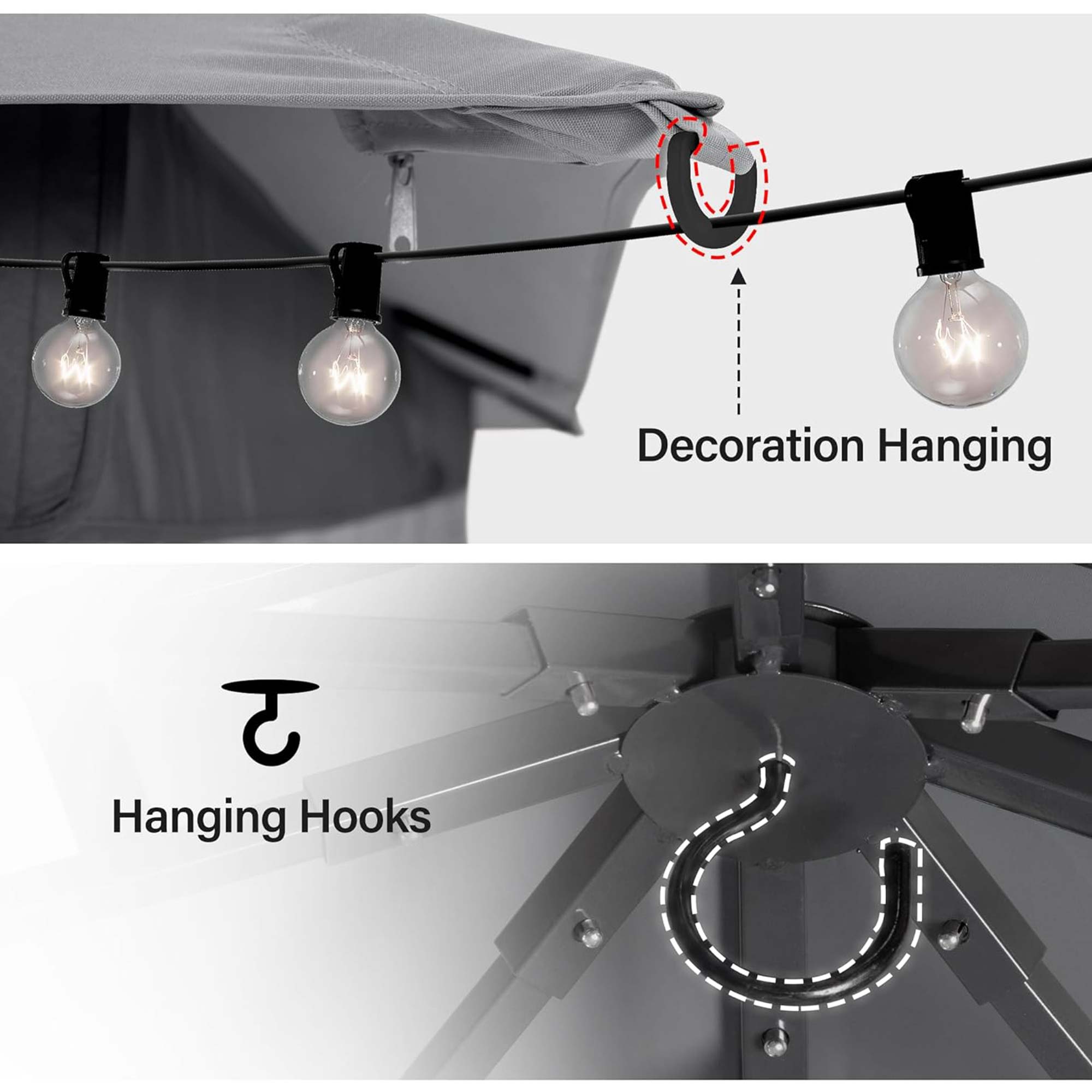 LAUSAINT HOME Patio Gazebo with Mosquito Mesh, Outdoor Gazebo Ventilated Double-Roof Design