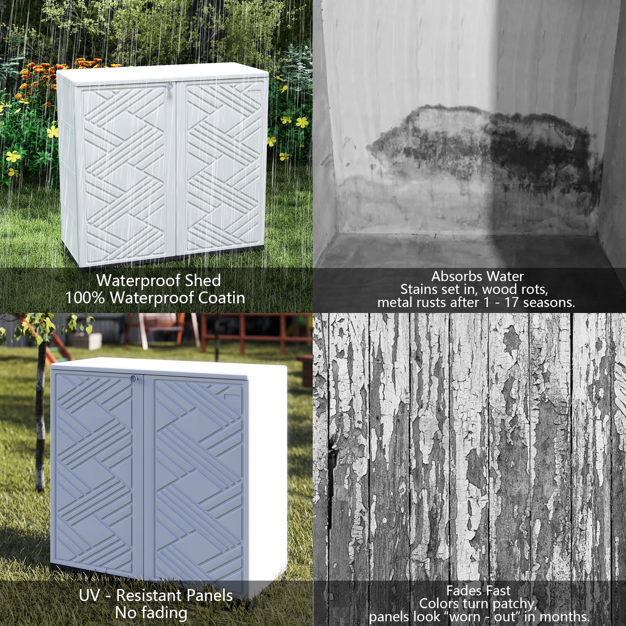 LAUSAINT HOME Decksplore Outdoor Storage Shed Weather Resistance, Horizontal Outdoor Storage Box Cabinet (No Shelves)