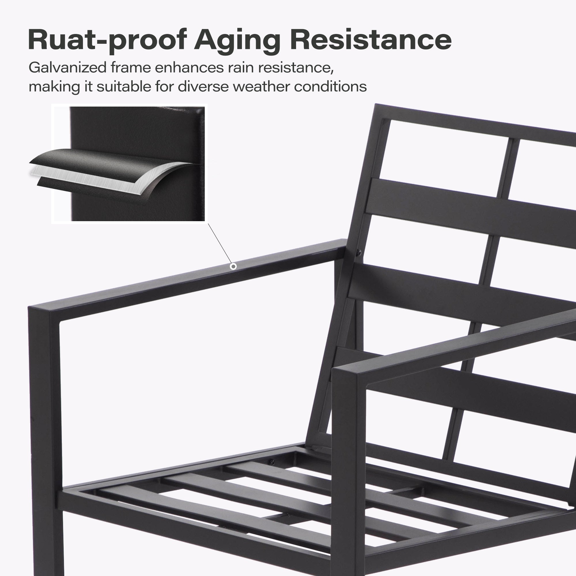 LAUSAINT HOME 4 Pcs Metal Modern Outdoor Conversation Set with 6&