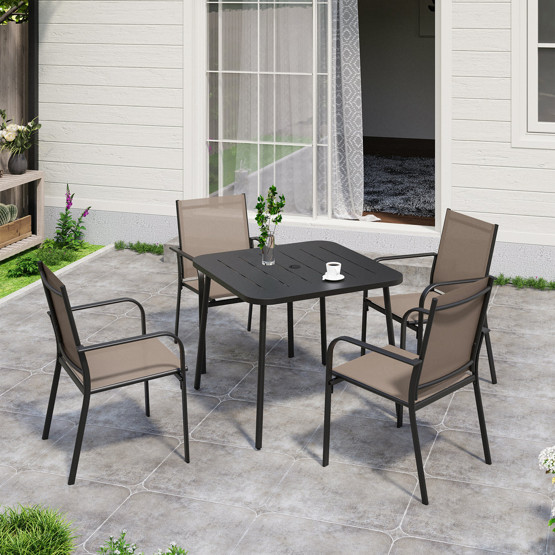 LAUSAINT HOME 5 Pieces Outdoor Textilene Dining Set