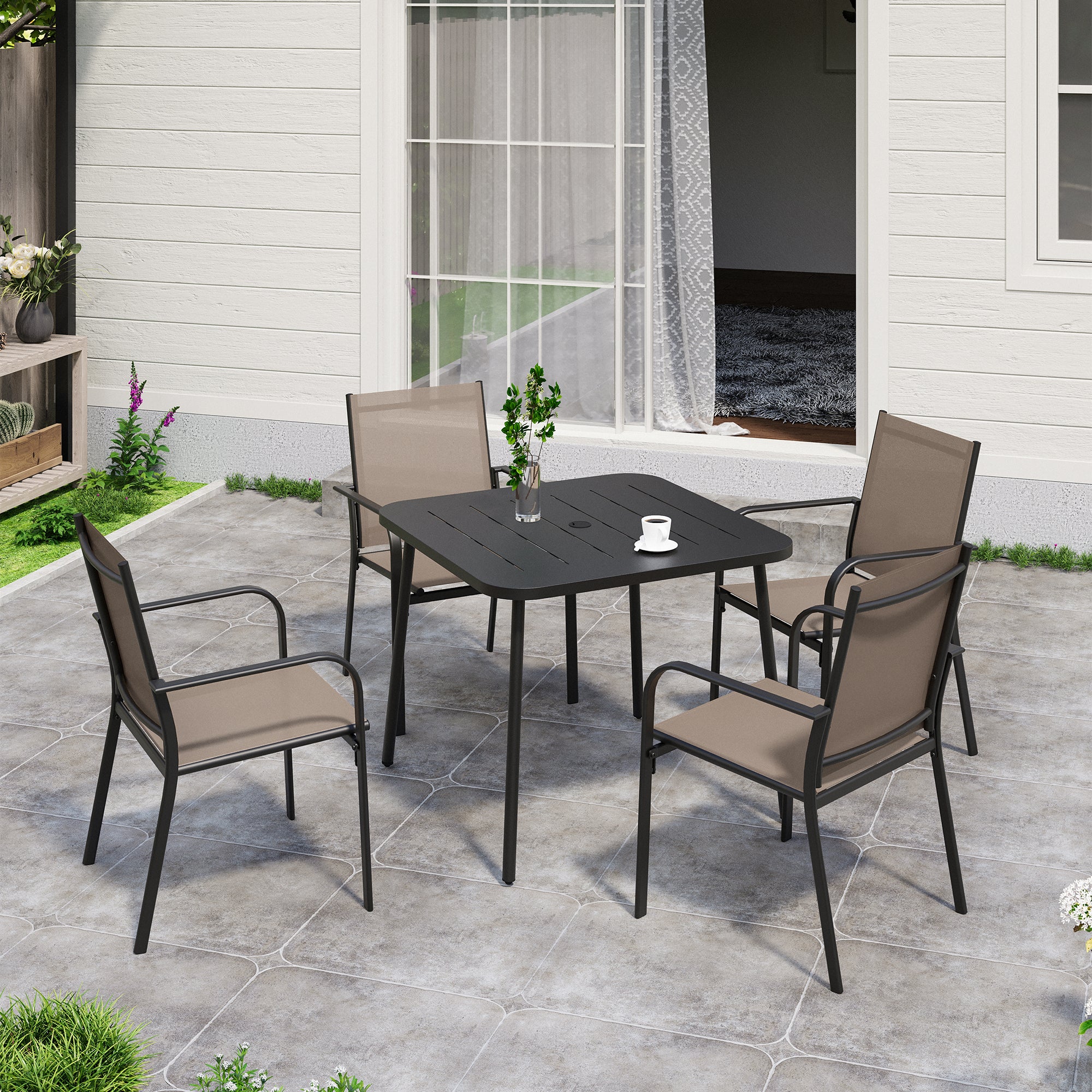 LAUSAINT HOME 5 Pieces Outdoor Textilene Dining Set