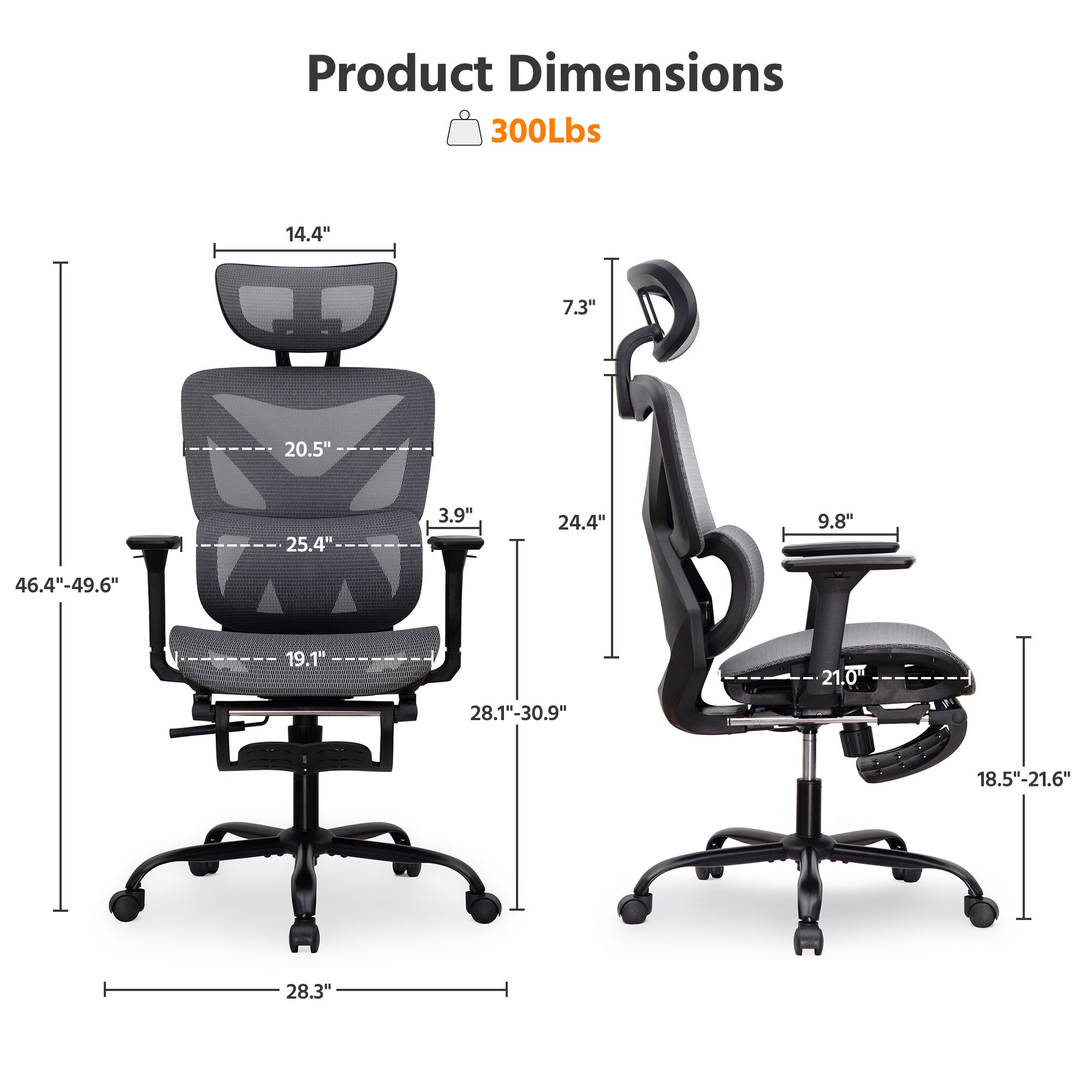 LAUSAINT HOME Mesh Ergonomic Office Chair
