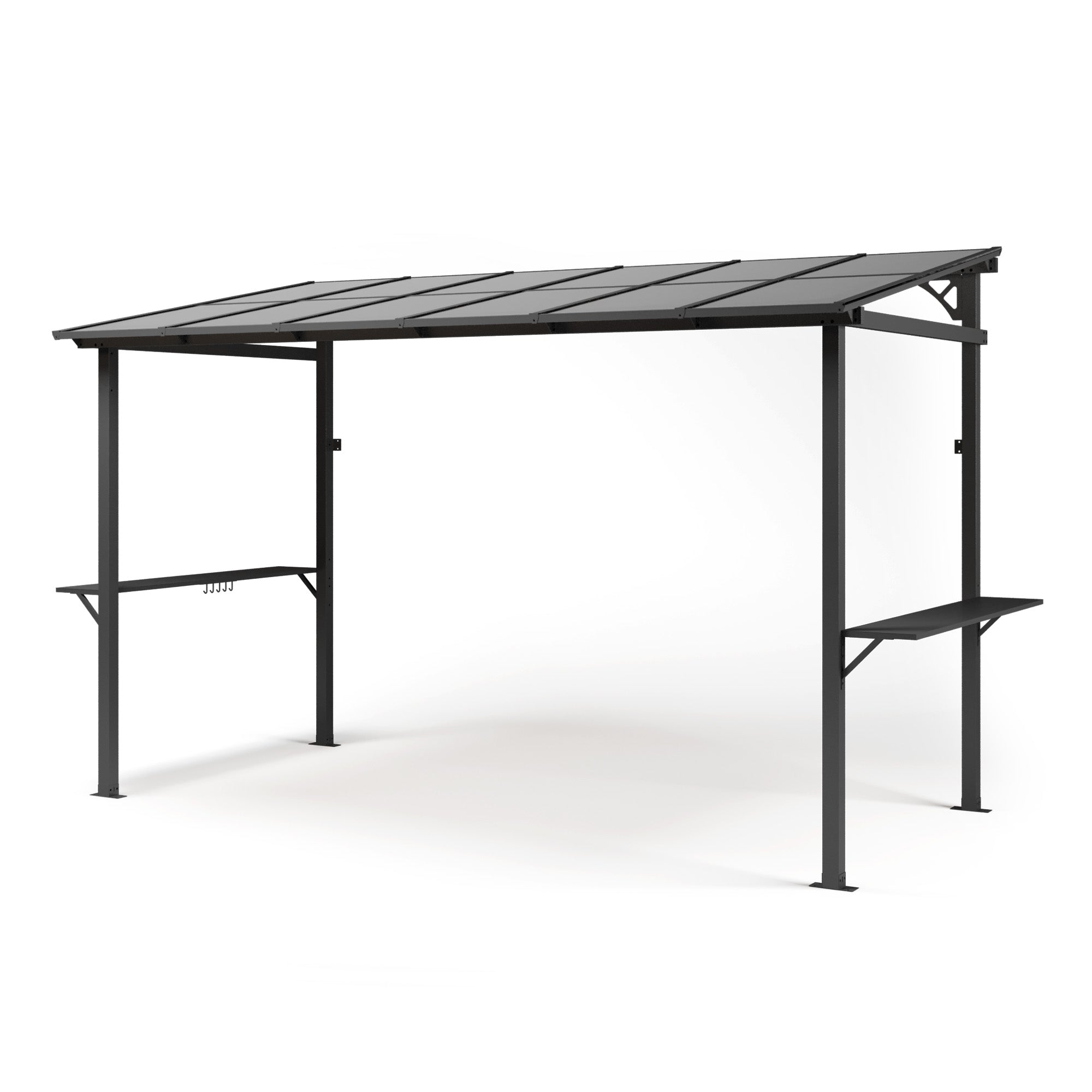 LAUSAINT HOME 12x6 ft Hardtop Grill Gazebo Sloping PC Roof BBQ Patio Metal Gazebo