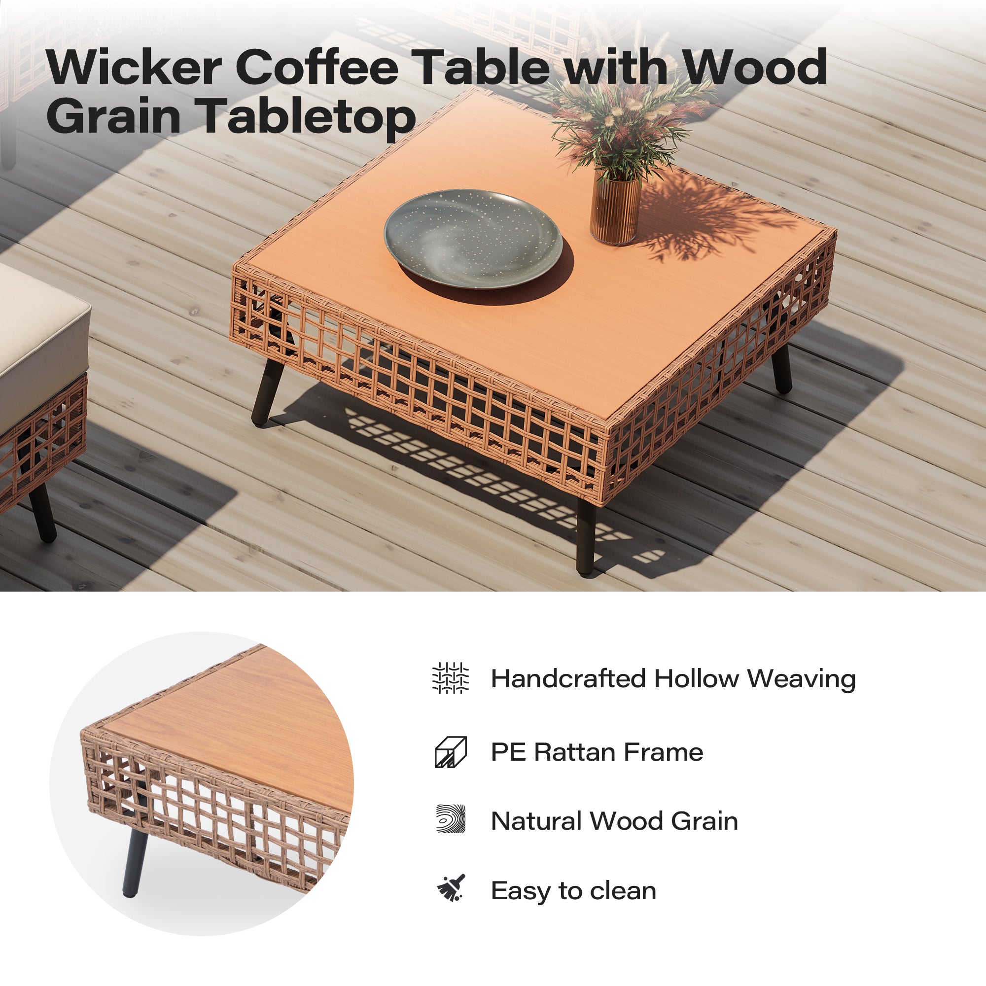 LAUSAINT HOME 7-Piece Wicker Patio Furniture Set