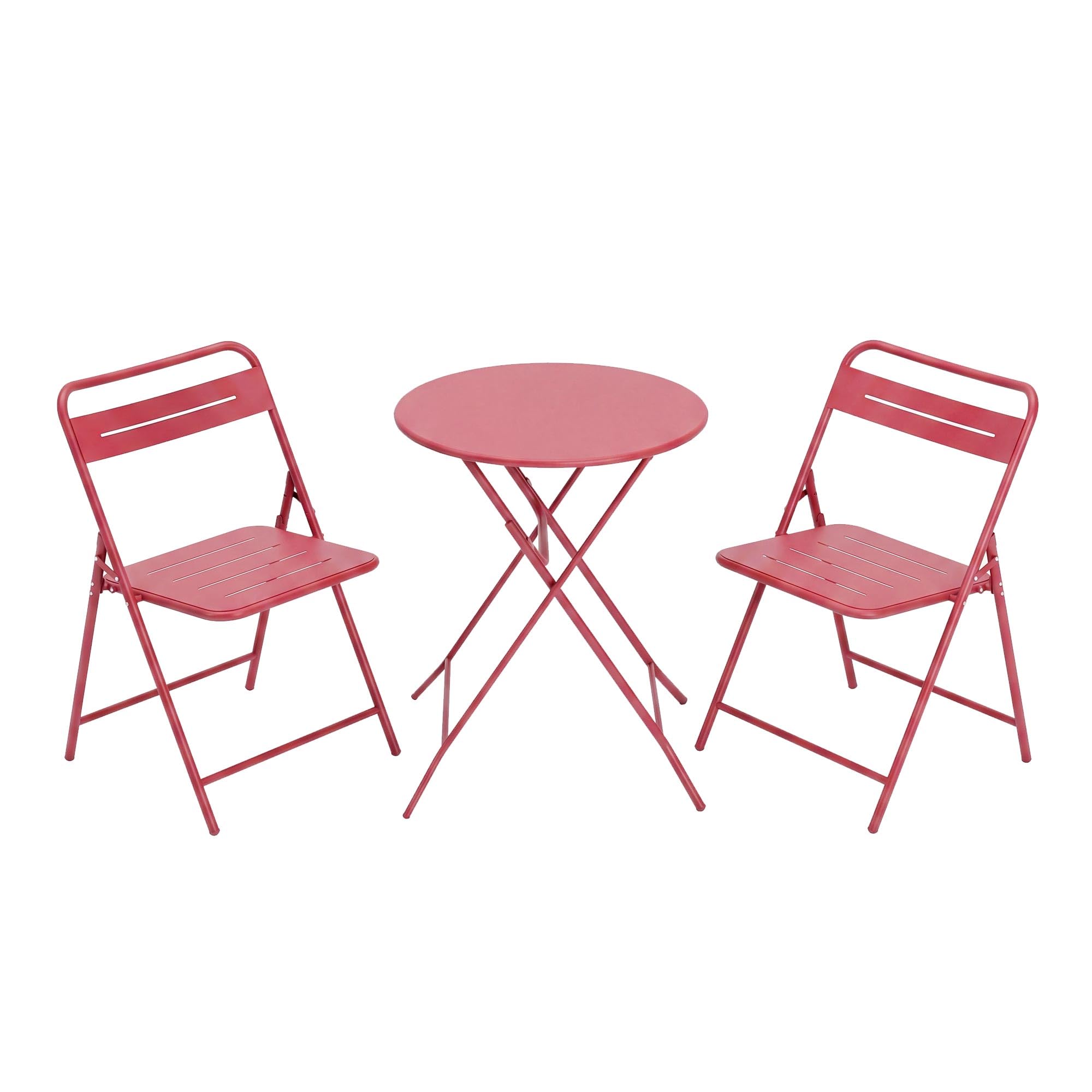 LAUSAINT HOME 3-Piece Steel Folding Bistro Set, Premium Weather-Resistant Patio Table & 2 Chairs