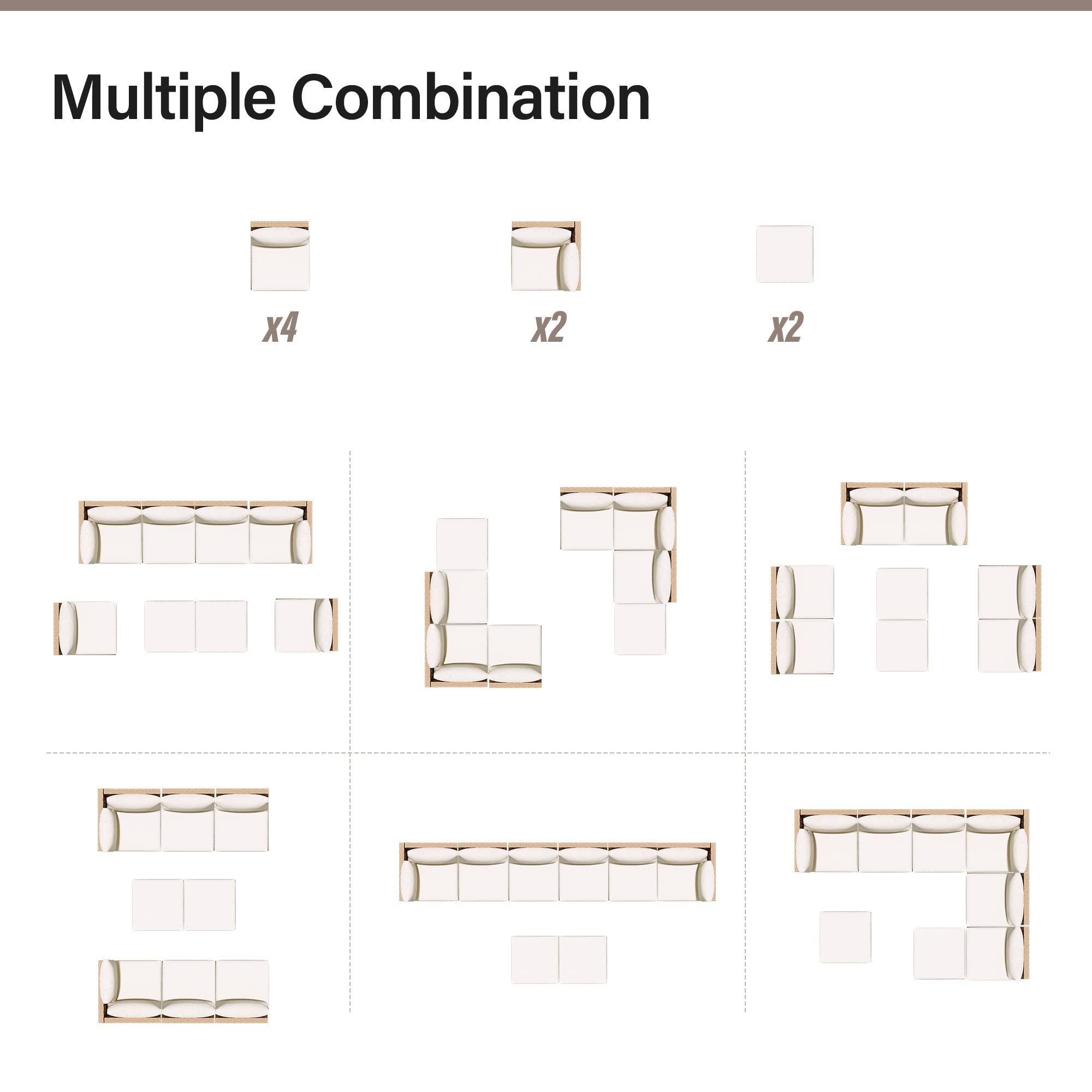 LAUSAINT HOME Outdoor Patio Furniture, 6 Piece Outdoor Sectional Sofa PE Rattan Wicker Patio Conversation Sets, All Weather Patio Furniture Set with Thick Cushions for Garden, Backyard(Beige)