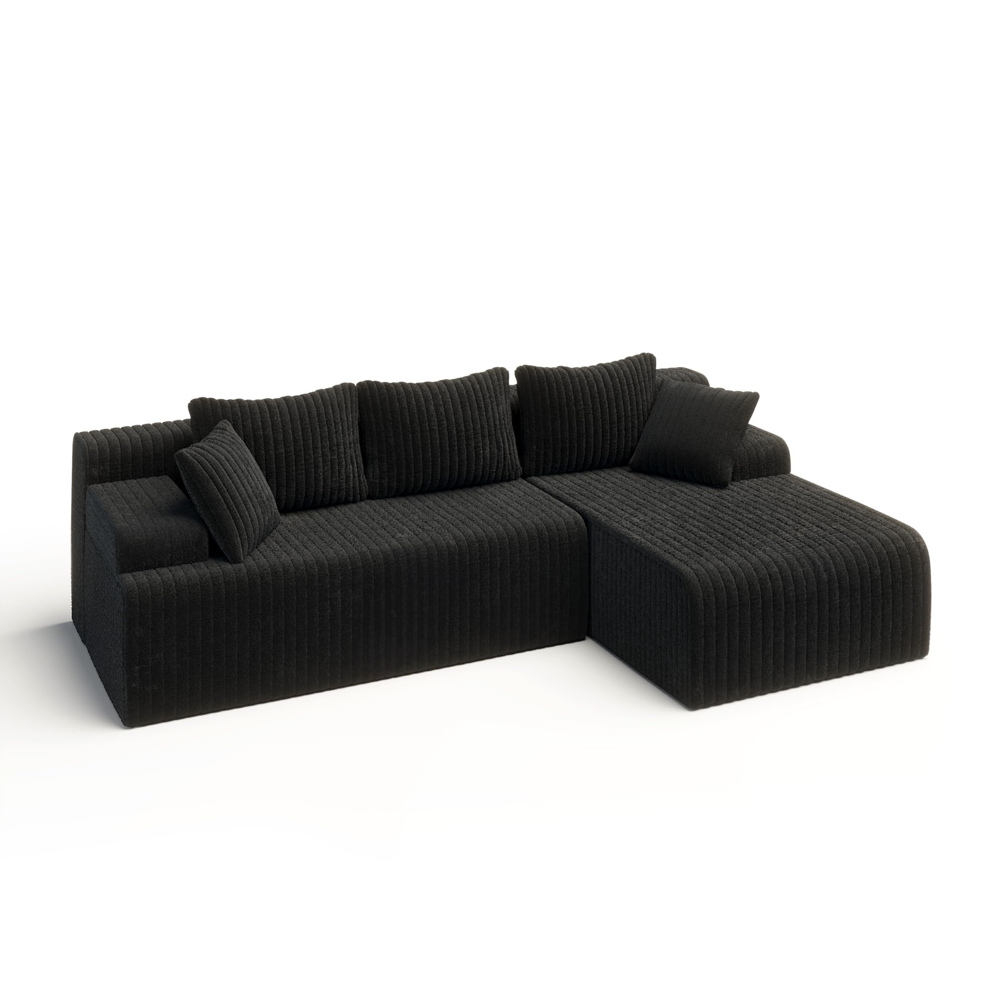 LAUSAINT HOME 96" Modular Sectional Sofa Couches, L-Shaped Boneless Cloud Sofa with 3 Deep Seat