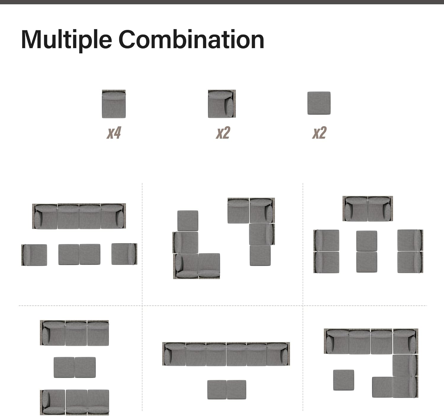 LAUSAINT HOME Outdoor Patio Furniture, 8 Piece Outdoor Sectional Sofa PE Rattan Wicker Patio Conversation Sets
