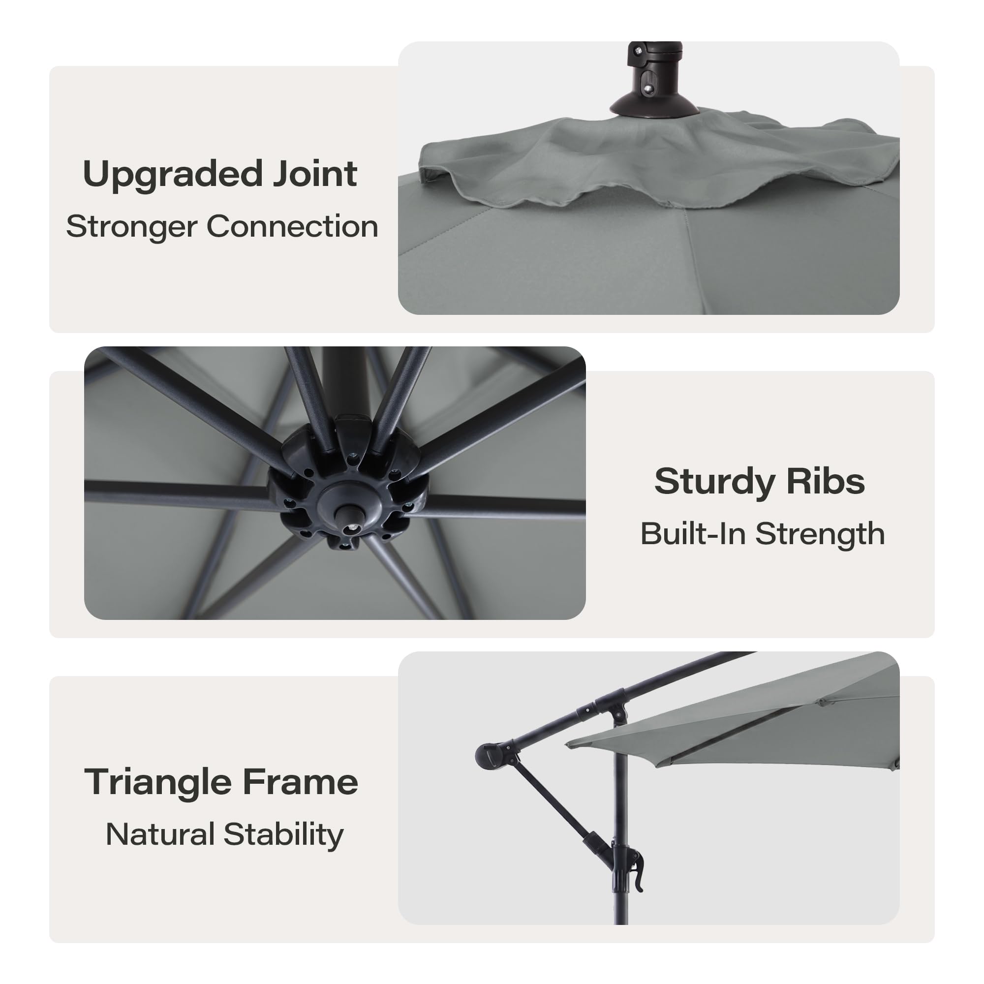 LAUSAINT HOME 10ft Offset Patio Umbrella, Cantilever Hanging Market Umbrella