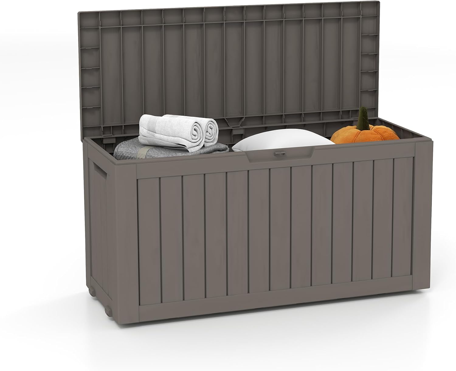 LAUSAINT HOME Resin Deck Box for Outdoor Storage - Weatherproof Patio Storage Bench