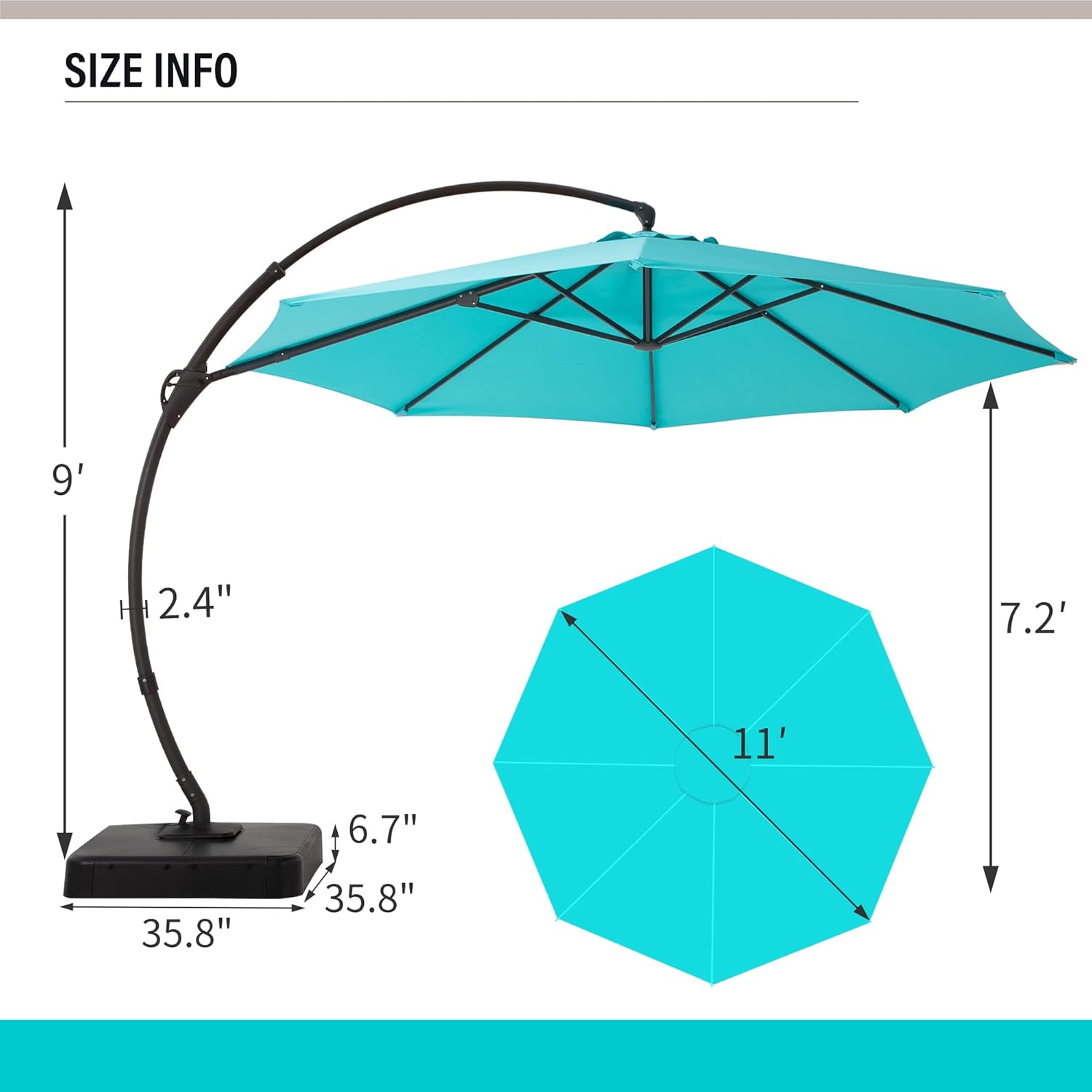 LAUSAINT HOME Outdoor Patio Umbrella with Base Included, Large Sun Shade Cantilever Umbrella Deluxe Curvy