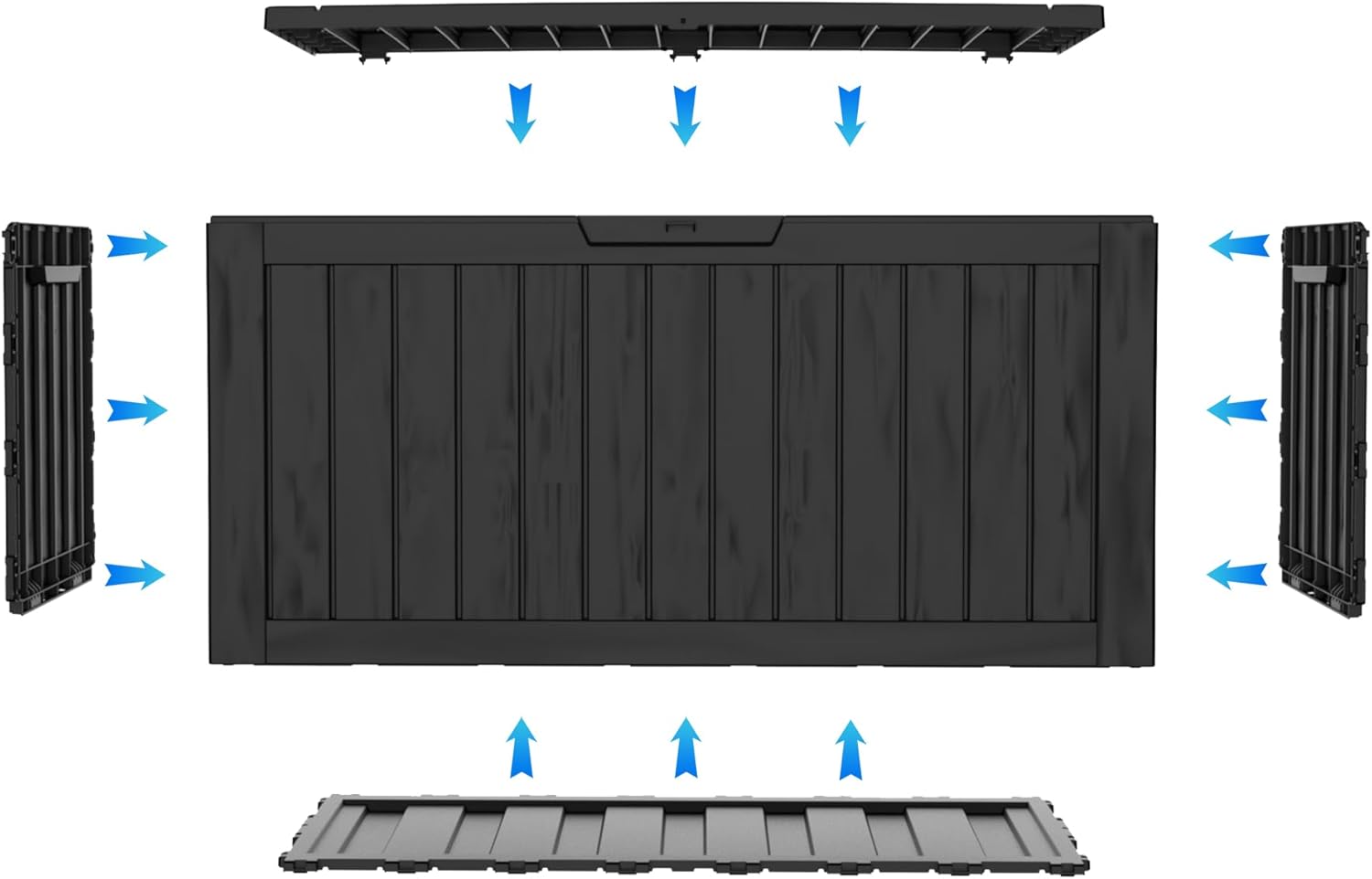 LAUSAINT HOME Resin Deck Box for Outdoor Storage - Weatherproof Patio Storage Bench