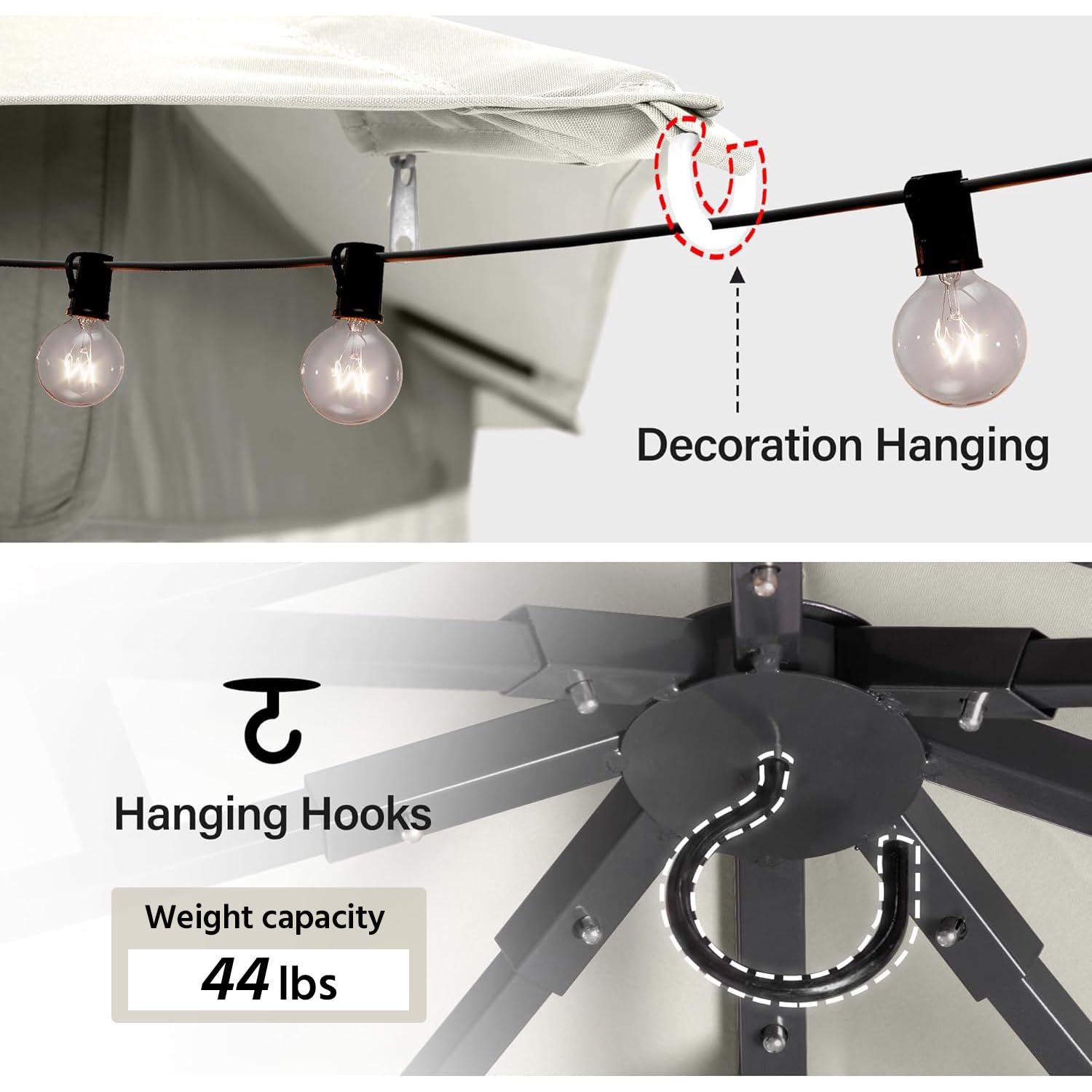 LAUSAINT HOME Semi-Permanent Outdoor Patio Gazebo 10&