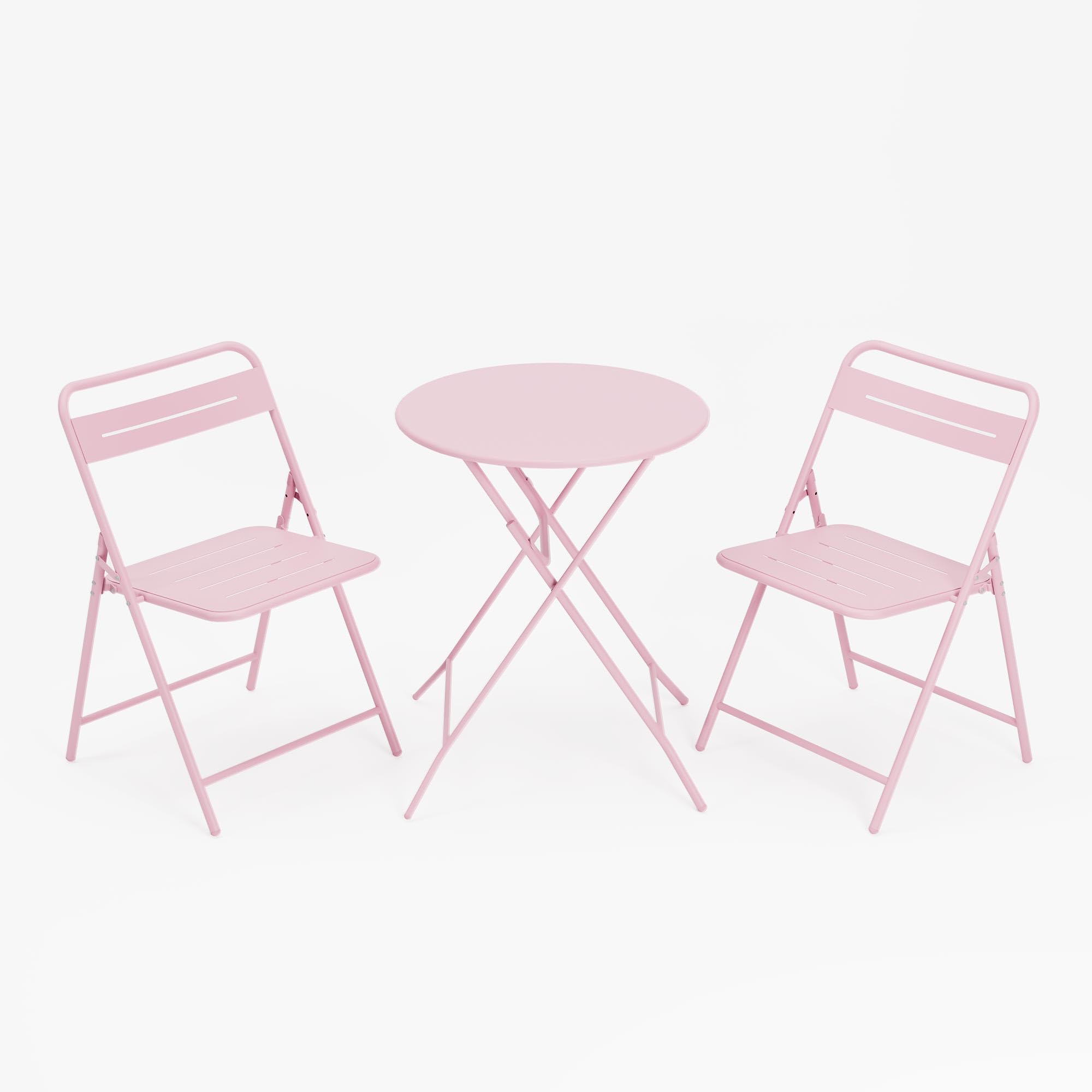 LAUSAINT HOME 3-Piece Steel Folding Bistro Set, Premium Weather-Resistant Patio Table & 2 Chairs
