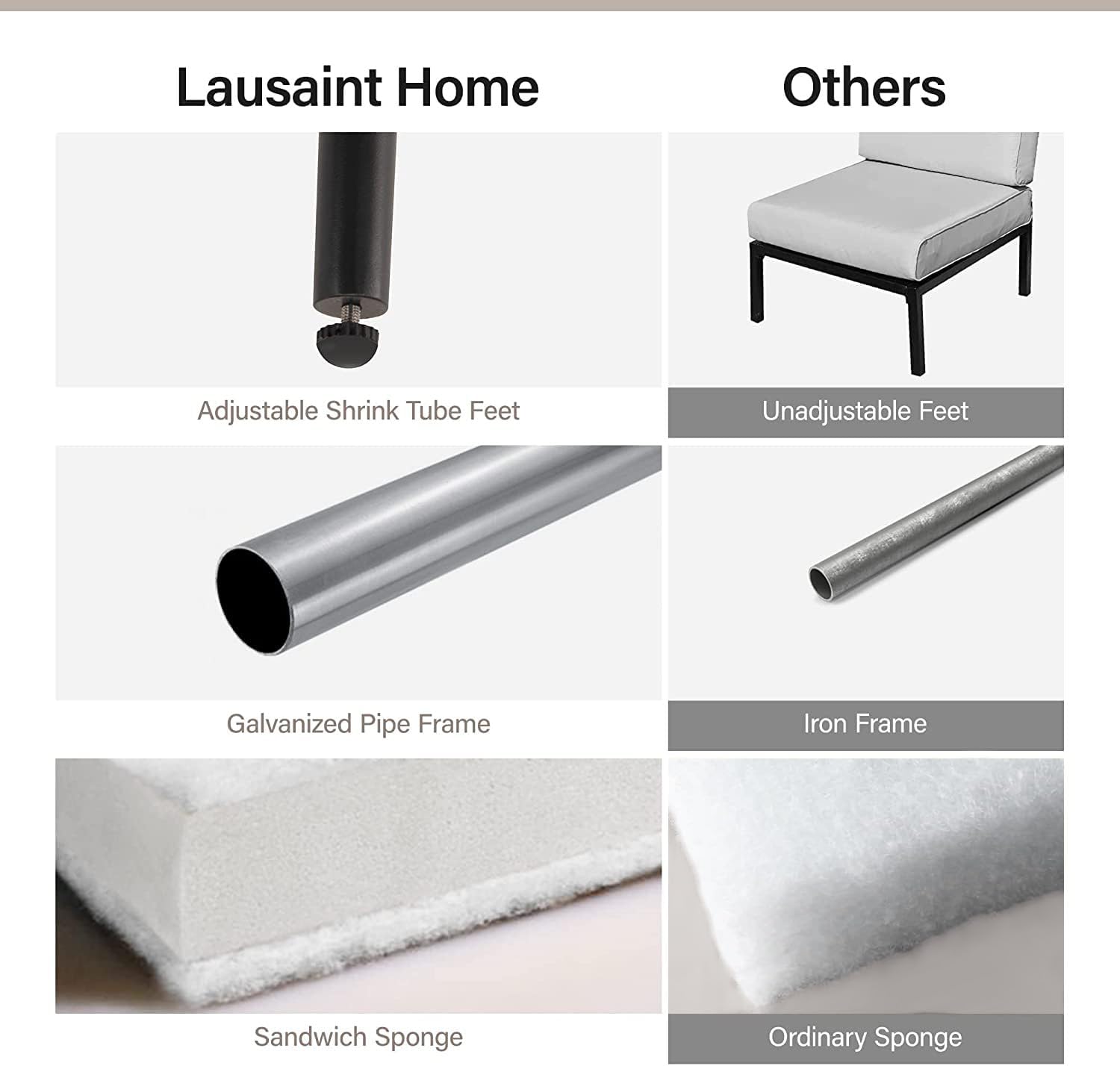 LAUSAINT HOME Outdoor Patio Furniture, 8 Piece Outdoor Sectional Sofa PE Rattan Wicker Patio Conversation Sets