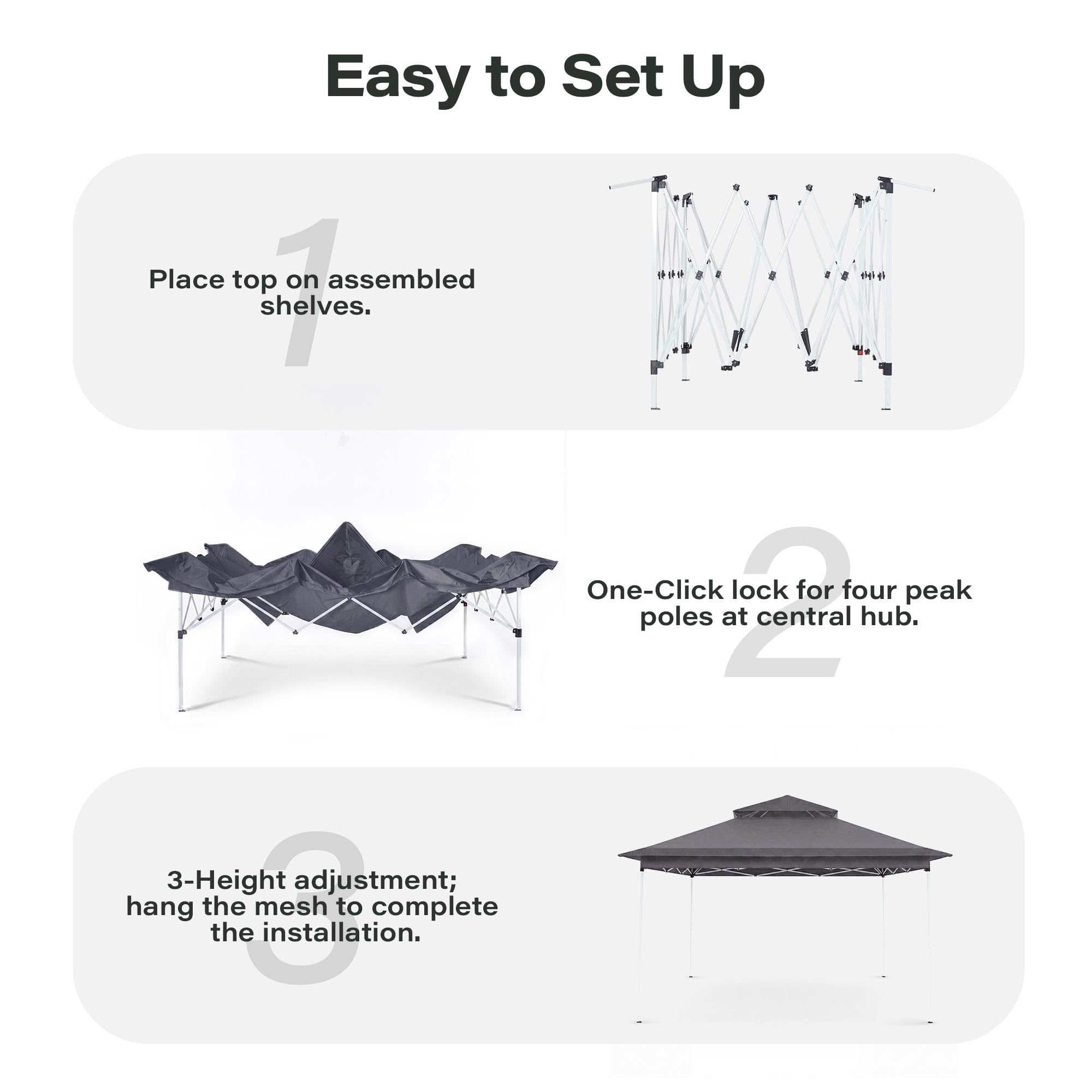 LAUSAINT HOME Pop Up Gazebo Canopy Tent with Mosquito Netting