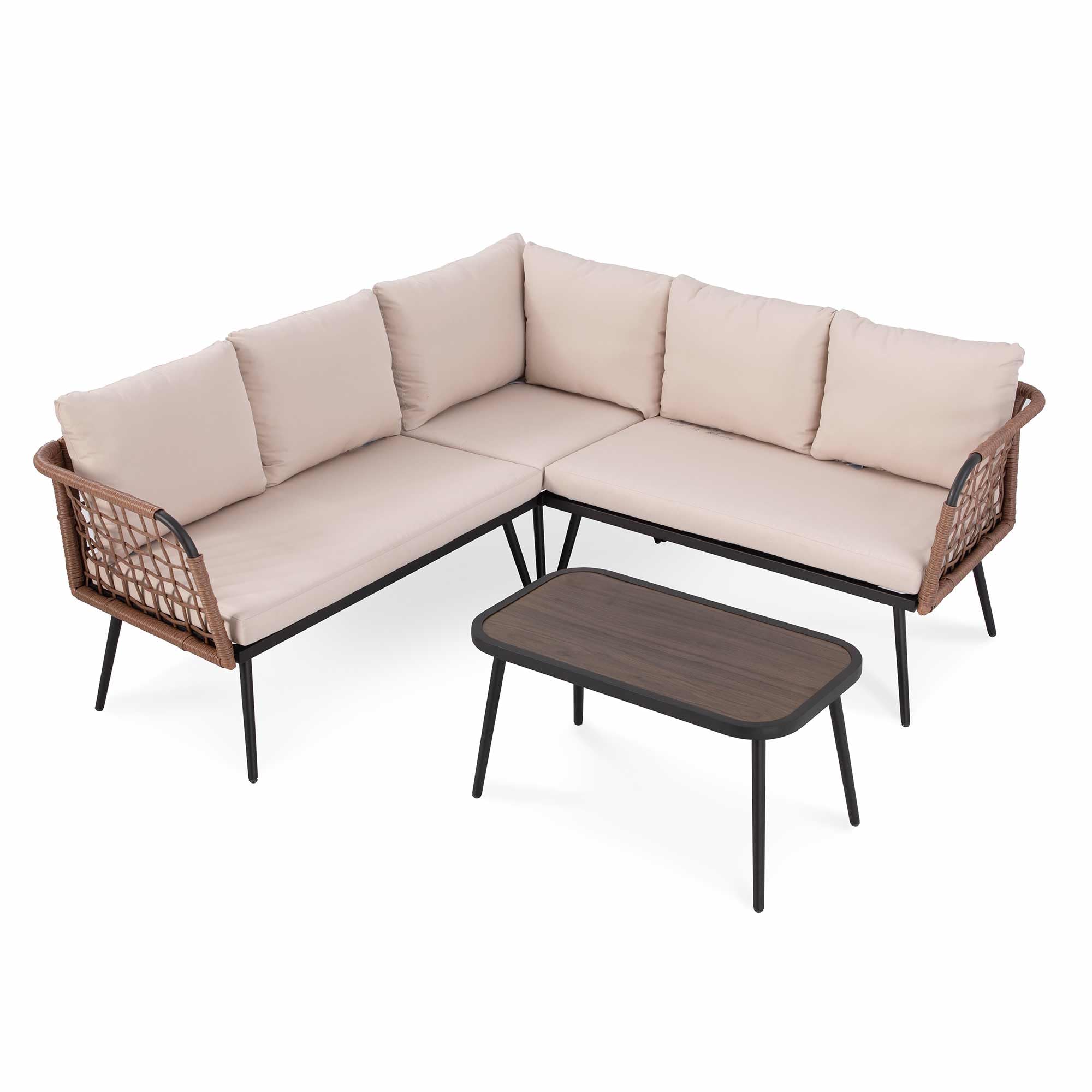 LAUSAINT HOME L-Shaped Outdoor Furniture Set, Wicker Rattan Patio Sectional
