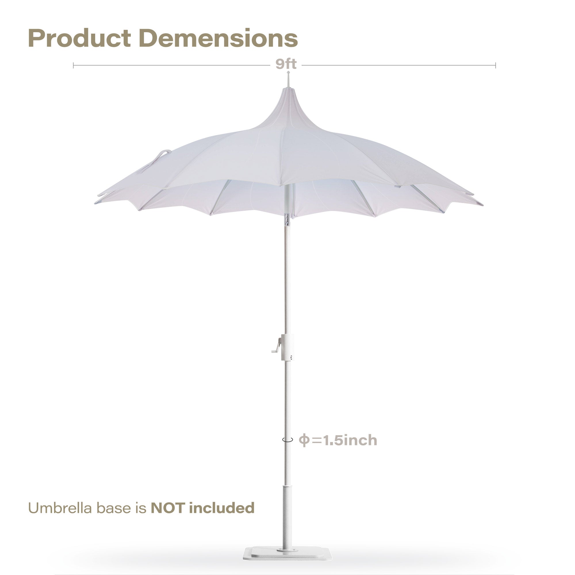 LAUSAINT HOME 9Ft Pergoda Patio Umbrella, Petal Design Canopy, 360° Rotation, Push-Button Tilt Pagoda Umbrella for Deck, Poolside Garden